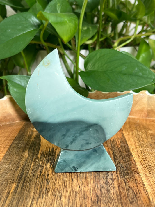 Blue Green Jasper Self-Standing Moon: AC