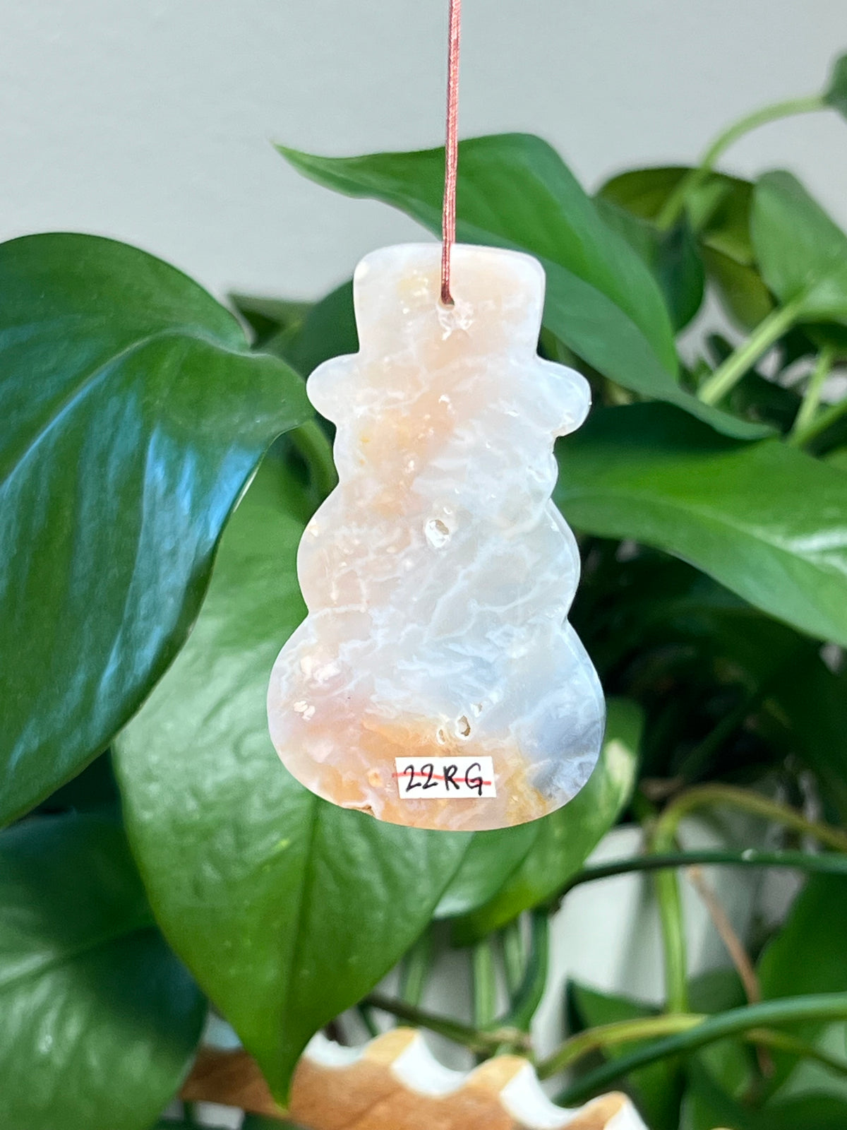 Rainbow Plume Agate Snowman Ornaments