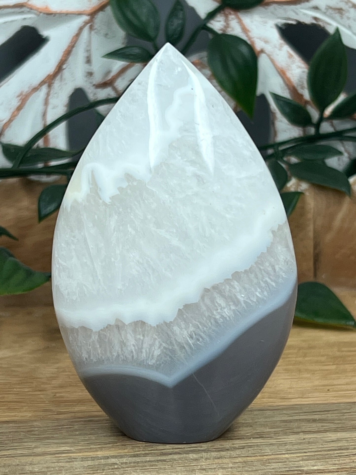 Blue Grey Lace Agate Flame