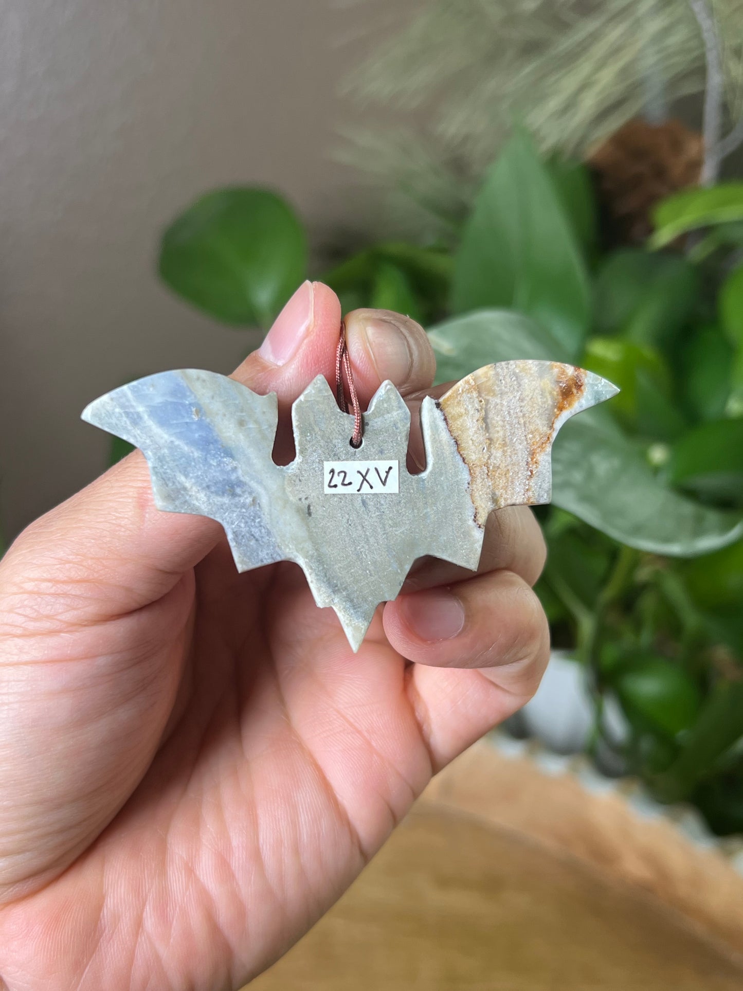 Blue Green Jasper Bat Ornament