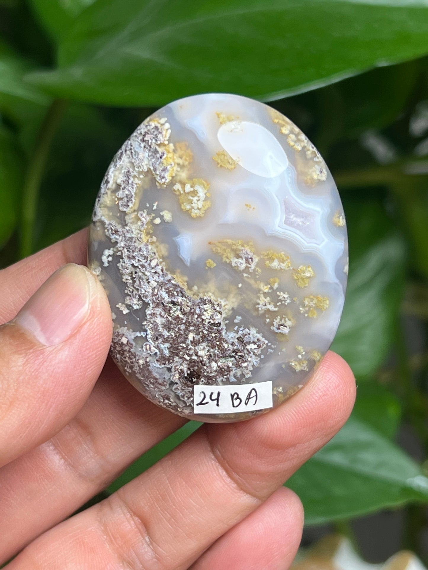 Scenic Moss Agate Palmstone: BA