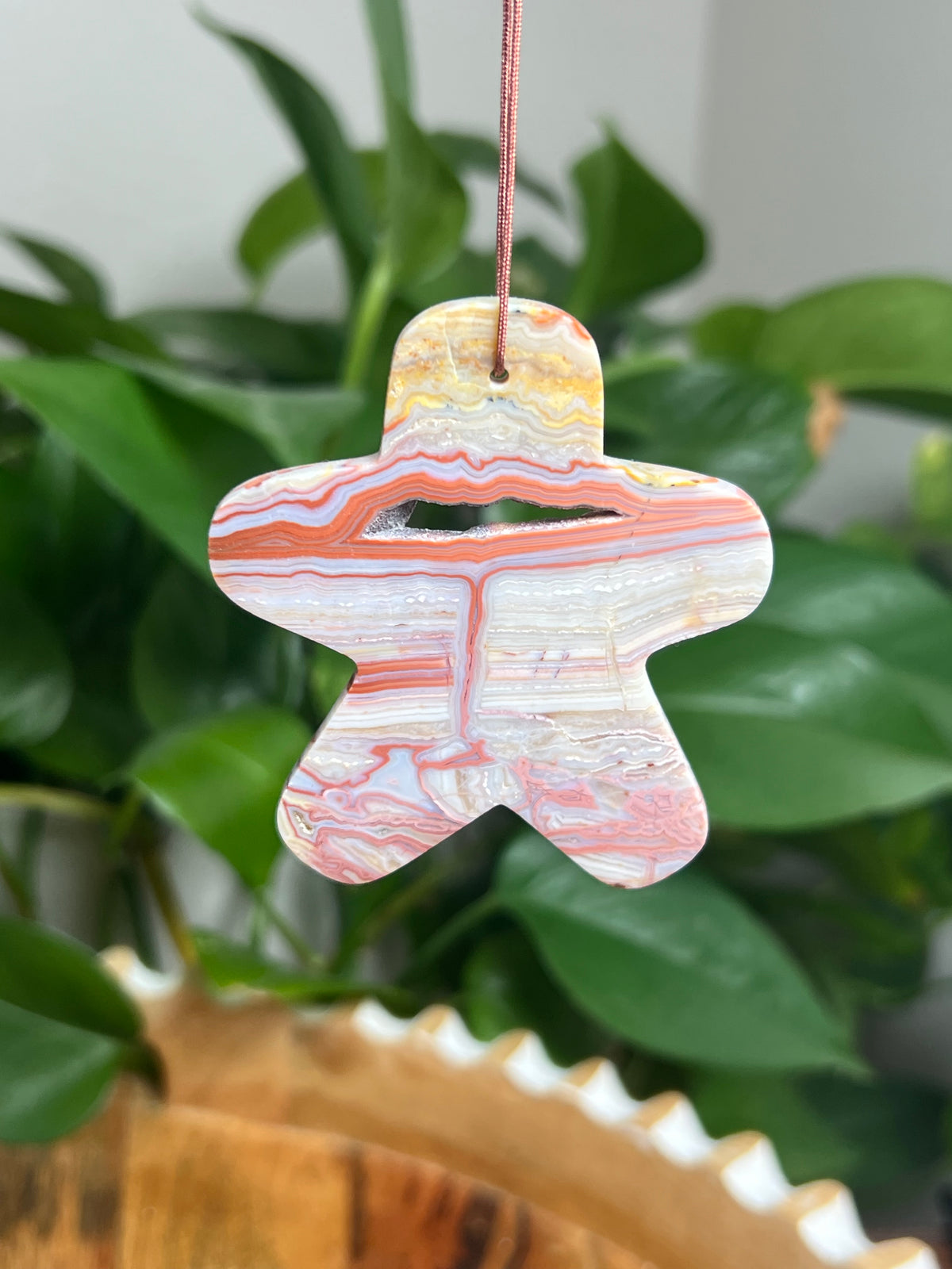 Crazy Lace Agate Ornament Gingerbread: H