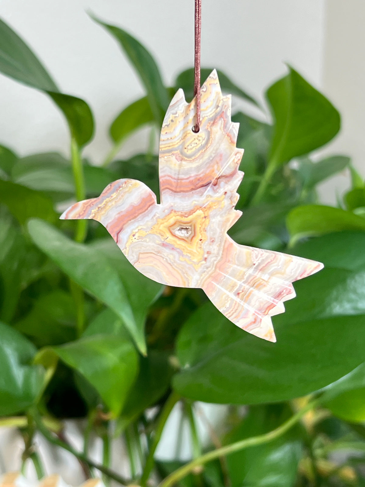 Crazy Lace Agate Hummingbird Ornaments
