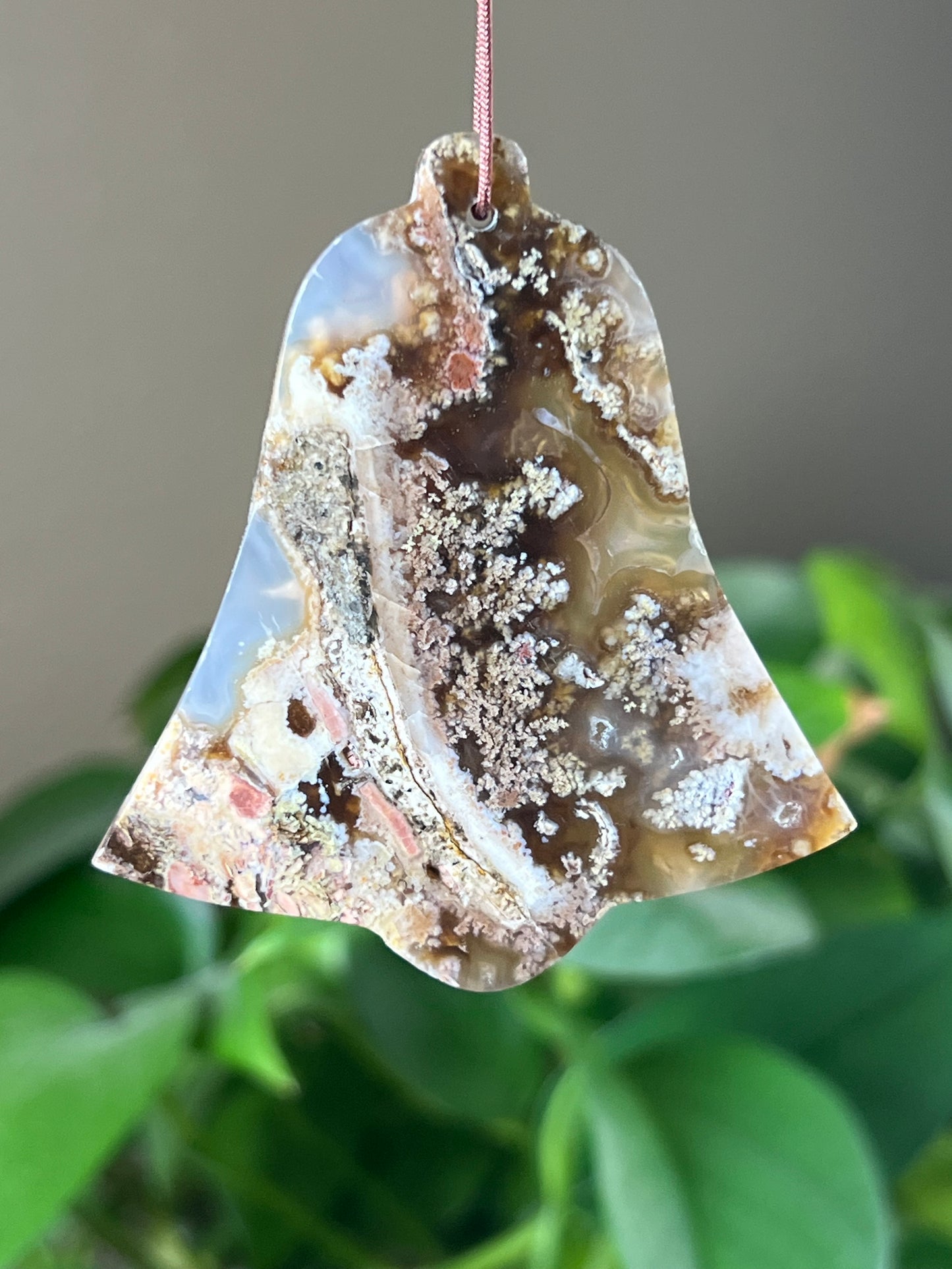 Scenic Moss Agate Ornament Bell