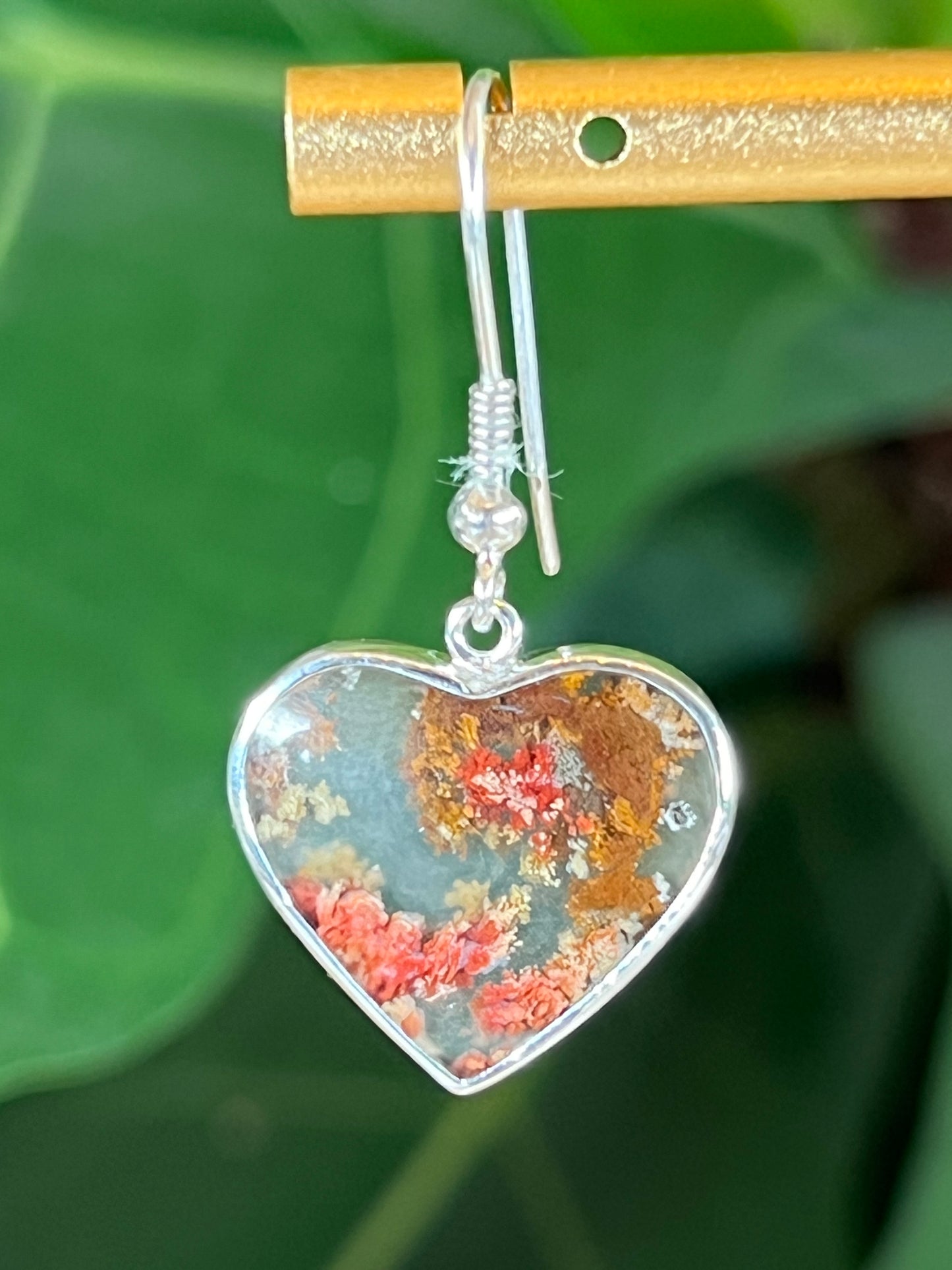 Scenic Moss Agate Heart Earrings