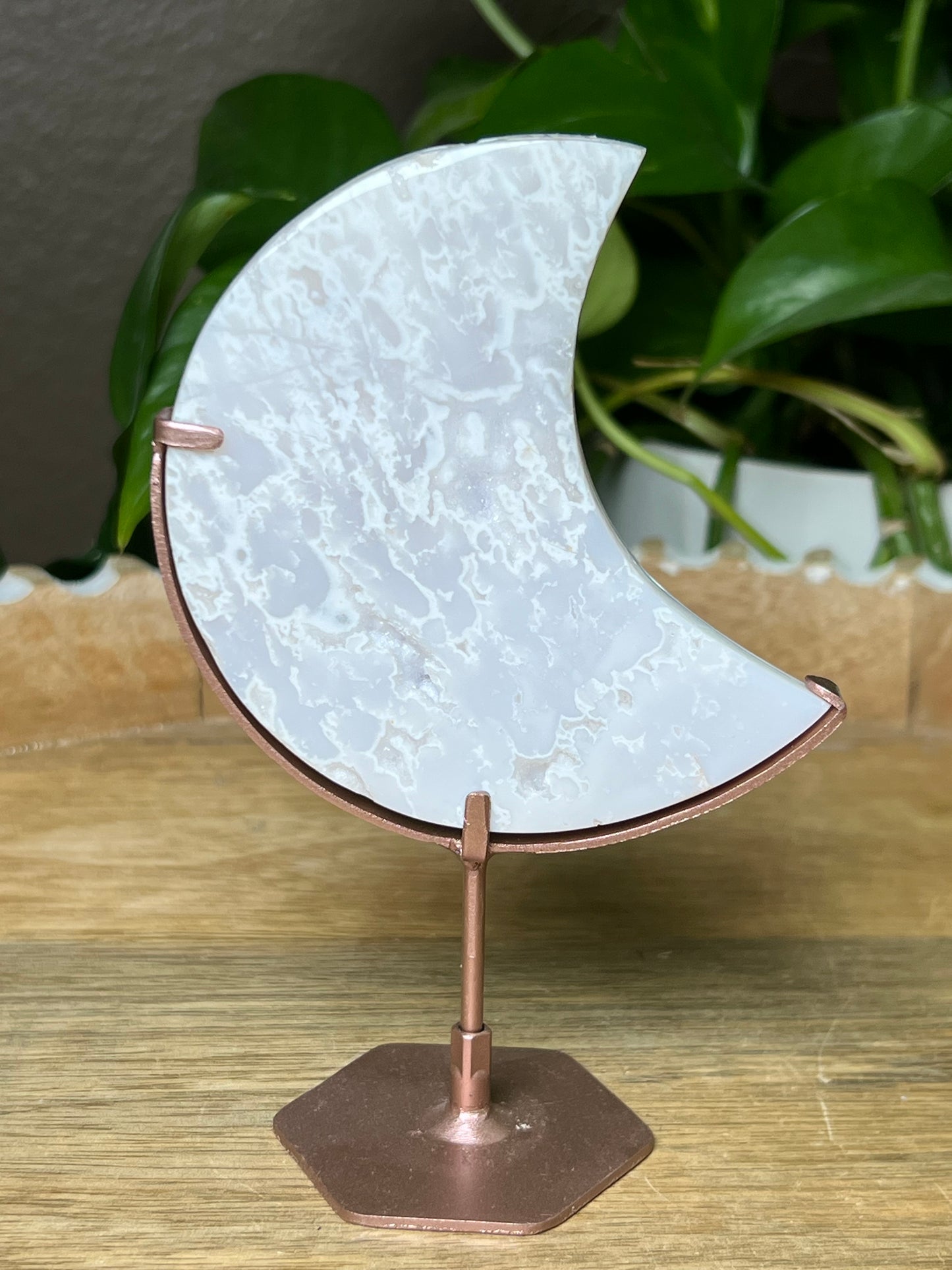 White Plume Agate Moon