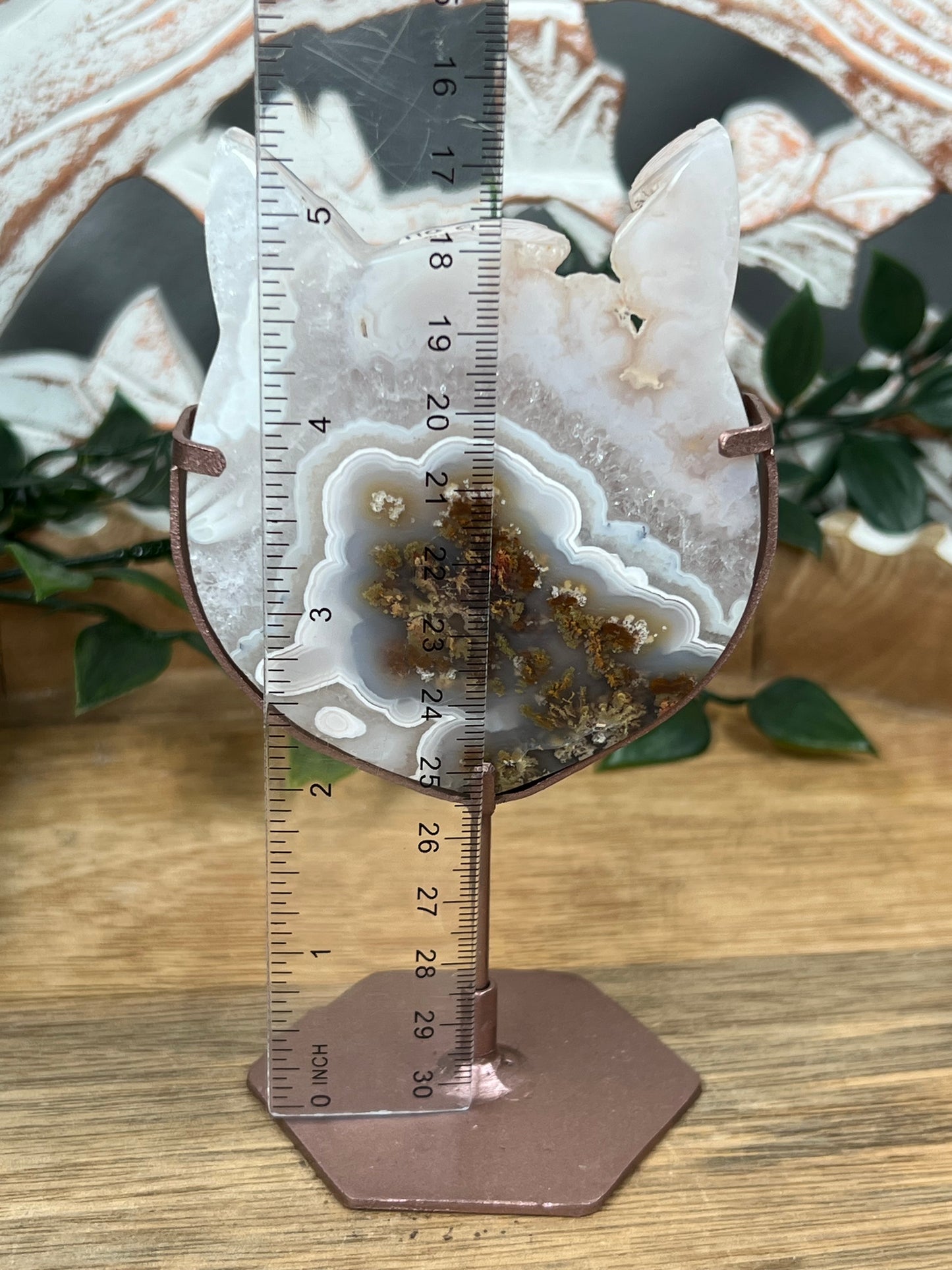 Scenic Moss Agate Cat Head