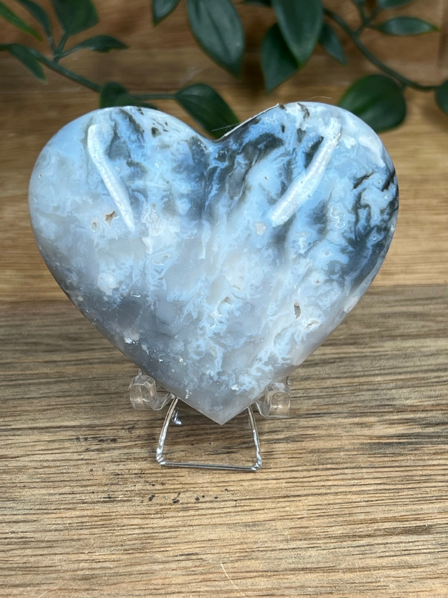 Rainbow Plume Agate Heart