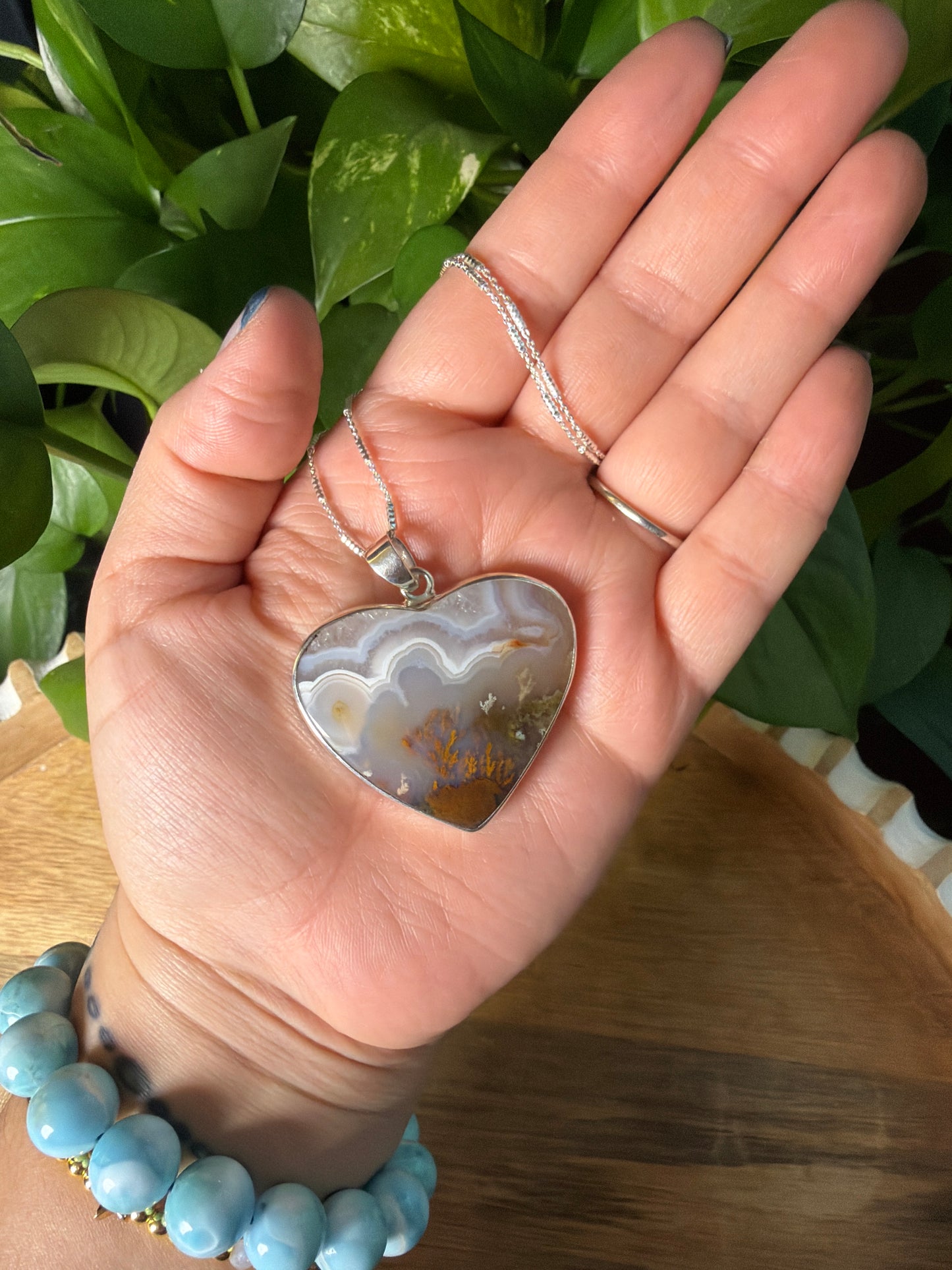 Scenic Moss Agate Heart Pendant