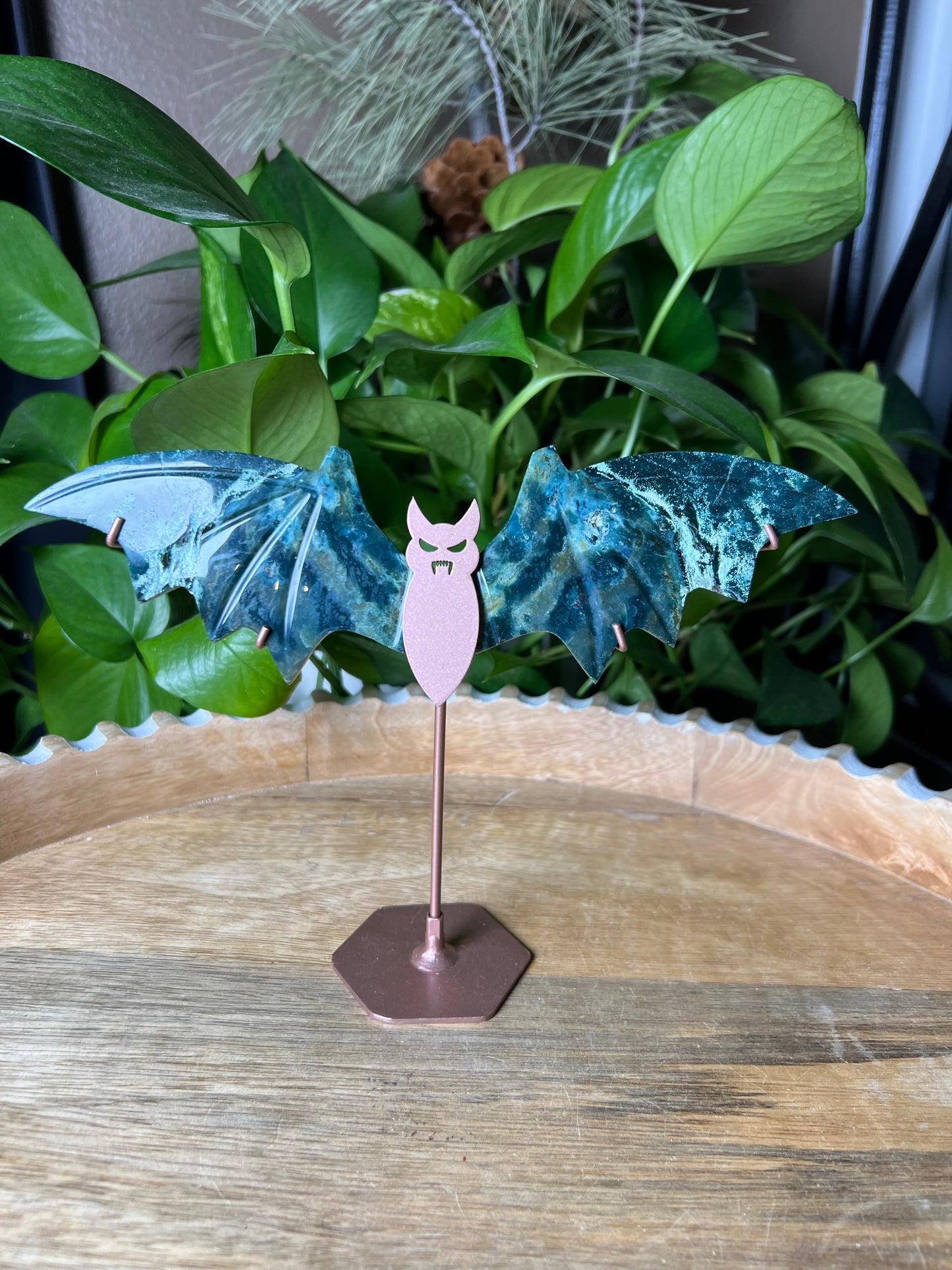 Blue Green Jasper Bat Wings