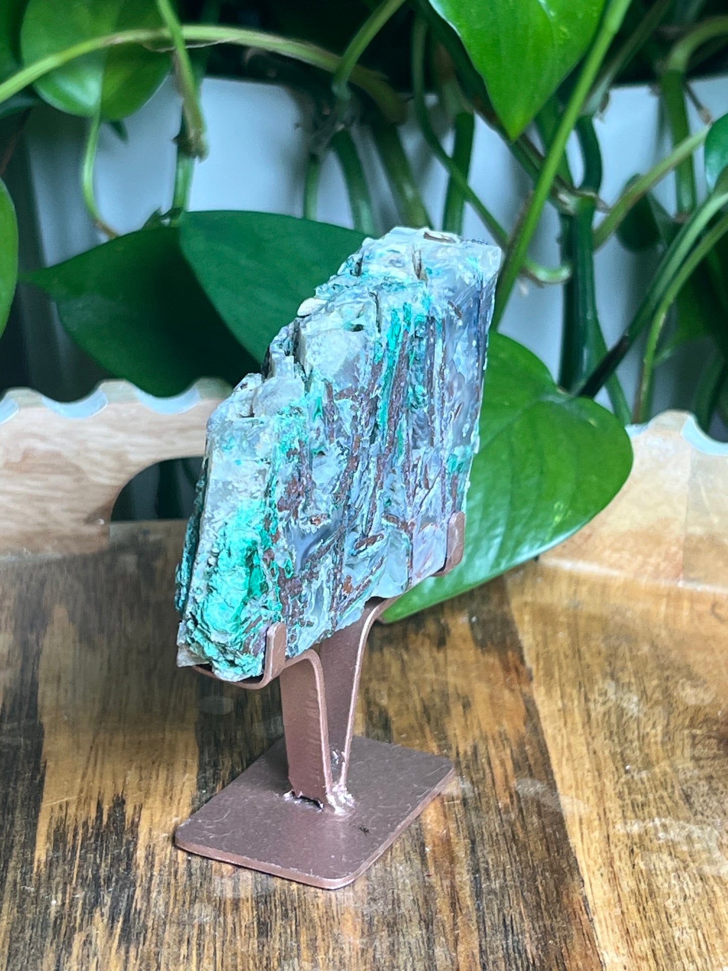 Copper In Malachite Chrysocolla and Chalcedony Slab: N