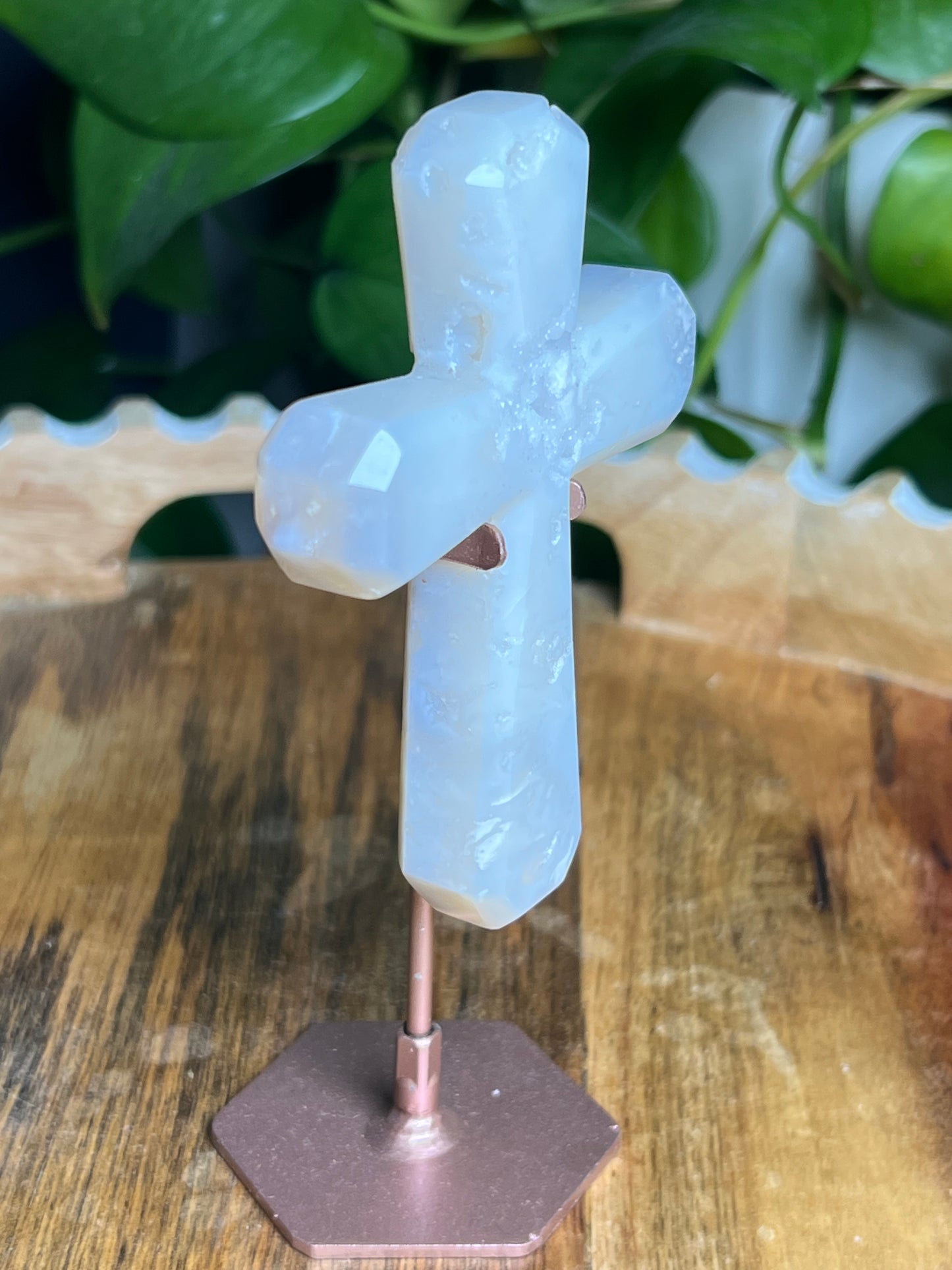 White Plume Agate Cross