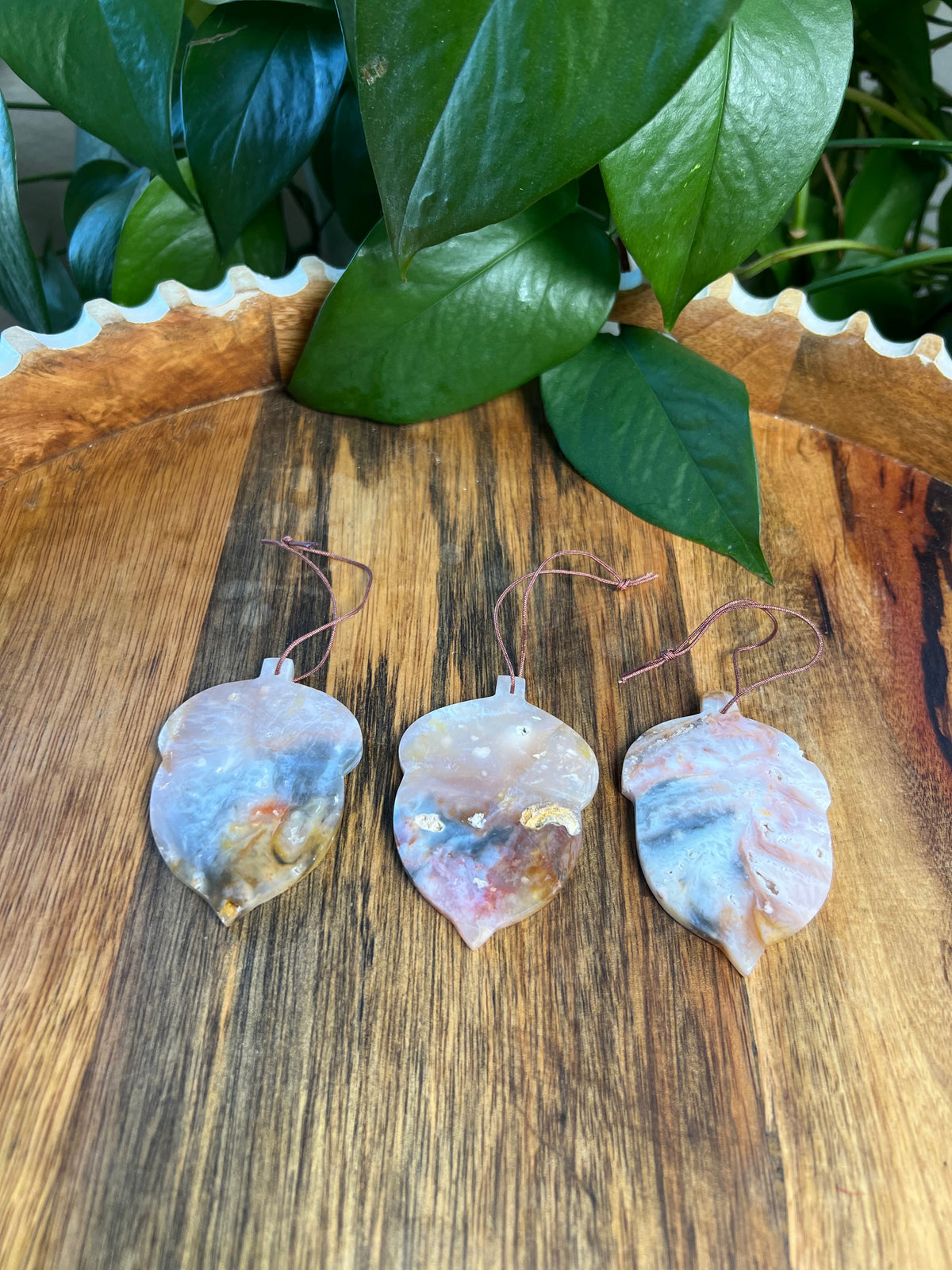 Rainbow Plume Agate Acorn Ornaments