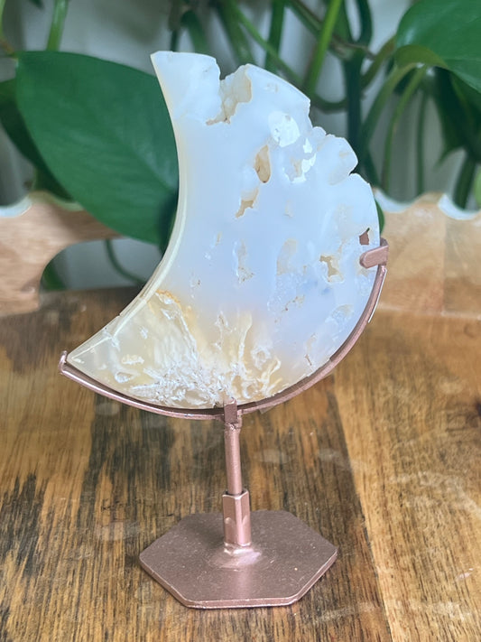 White Plume Agate Mini Puffy Moon: RR