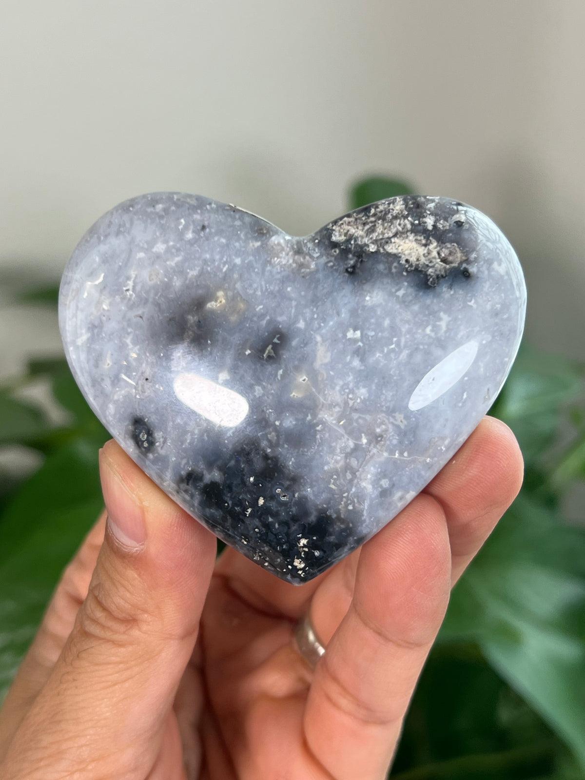 Blue Plume Agate Small Hearts