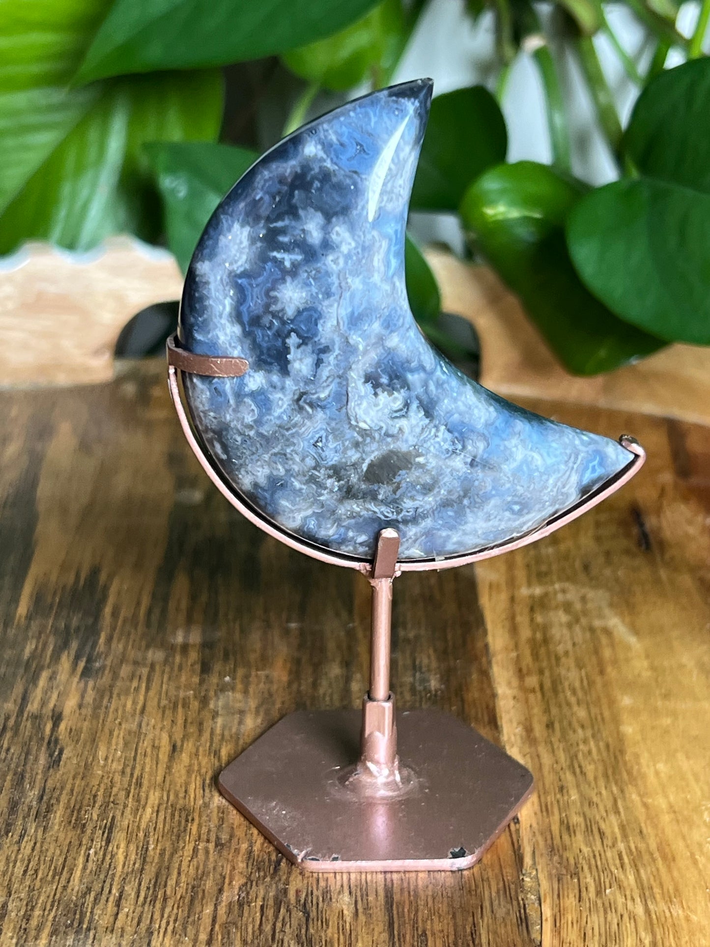 Blue Plume Agate Moon VB