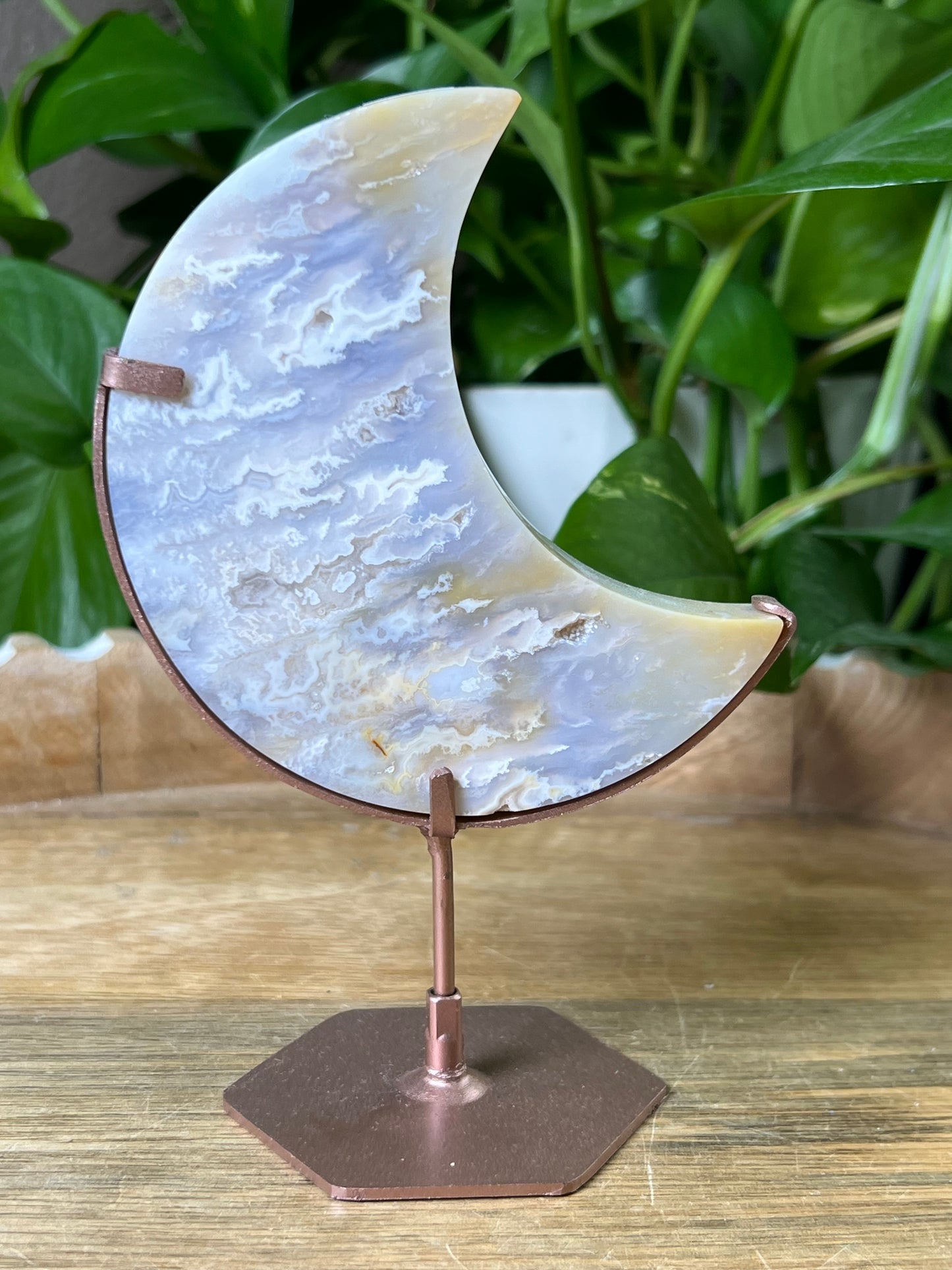 Winter Plume Agate Moon