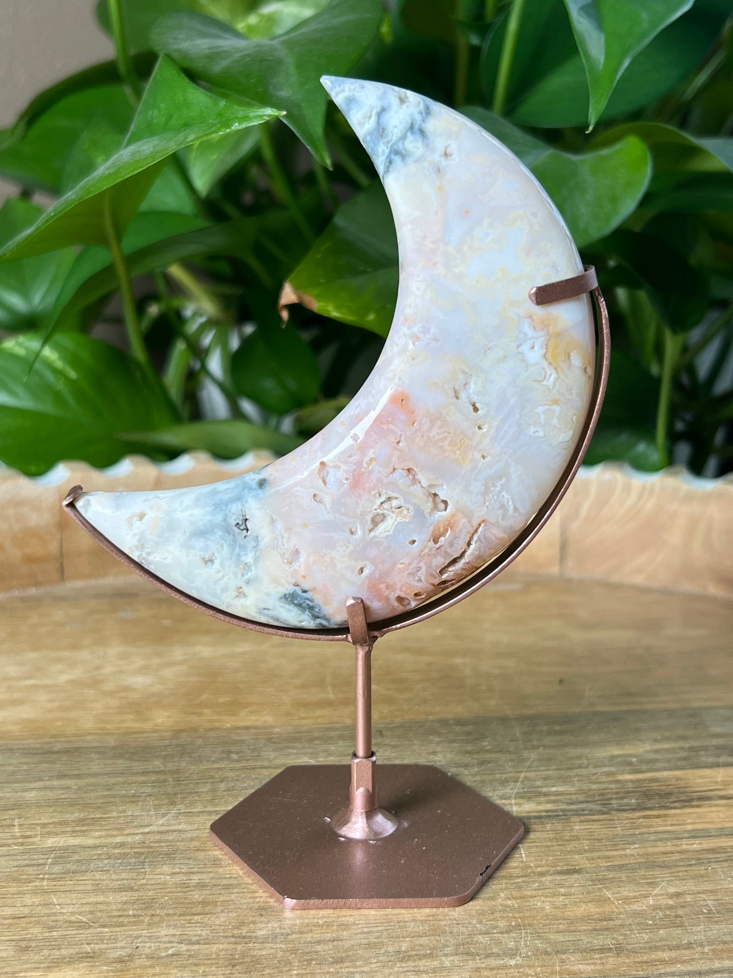 Rainbow Plume Agate Moon