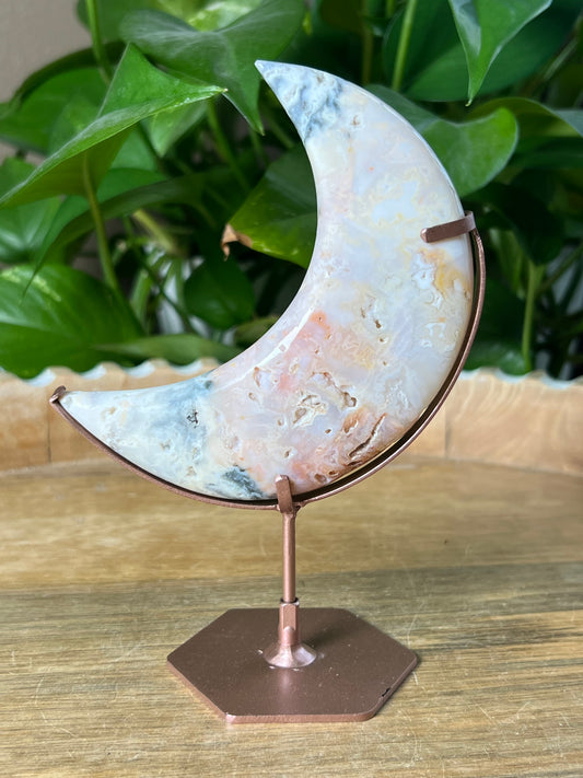 Rainbow Plume Agate Moon