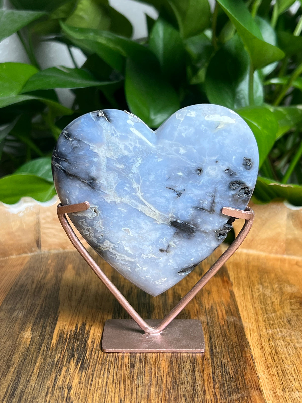 Blue Plume Agate Heart: MF