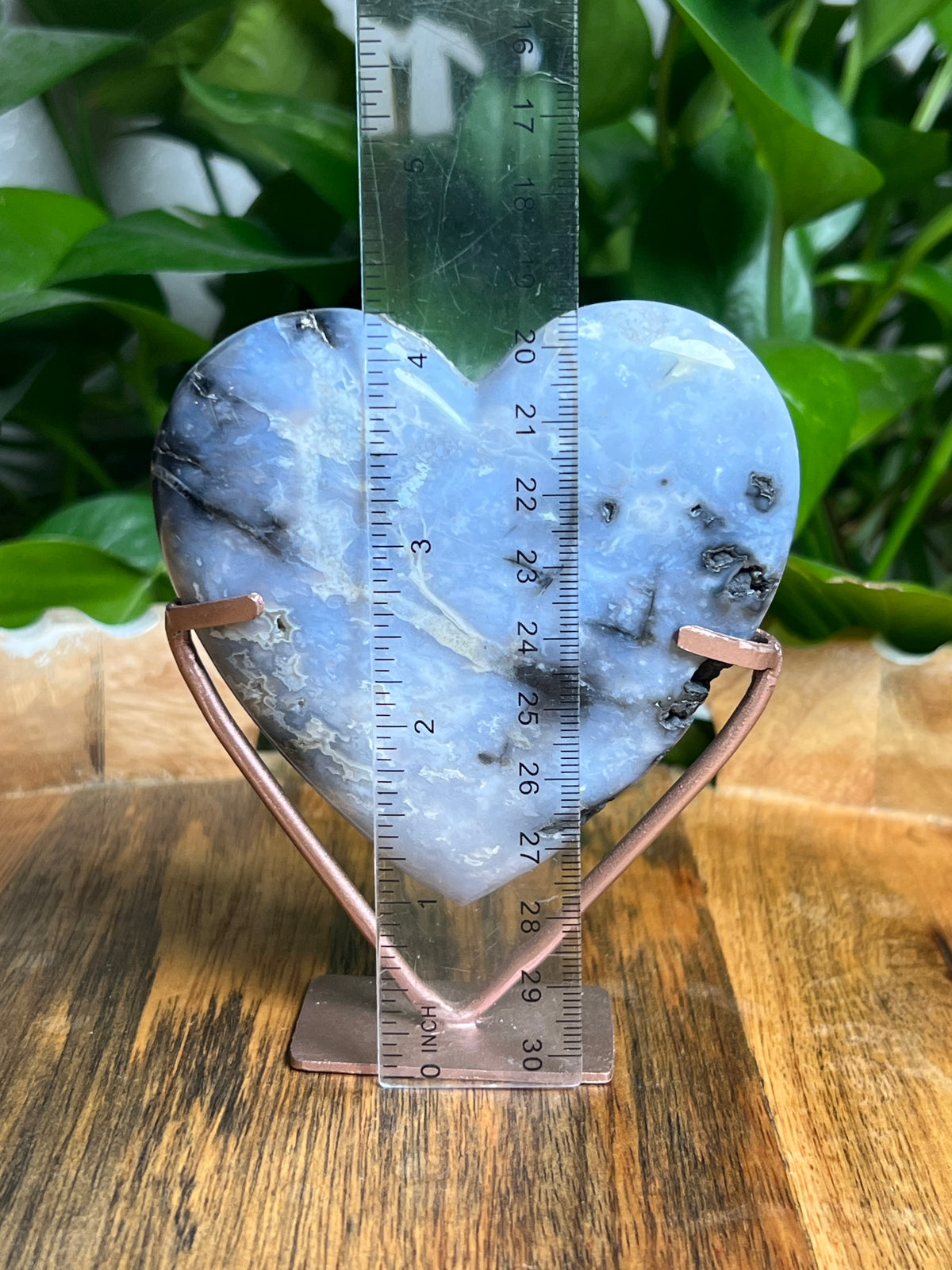 Blue Plume Agate Heart: MF