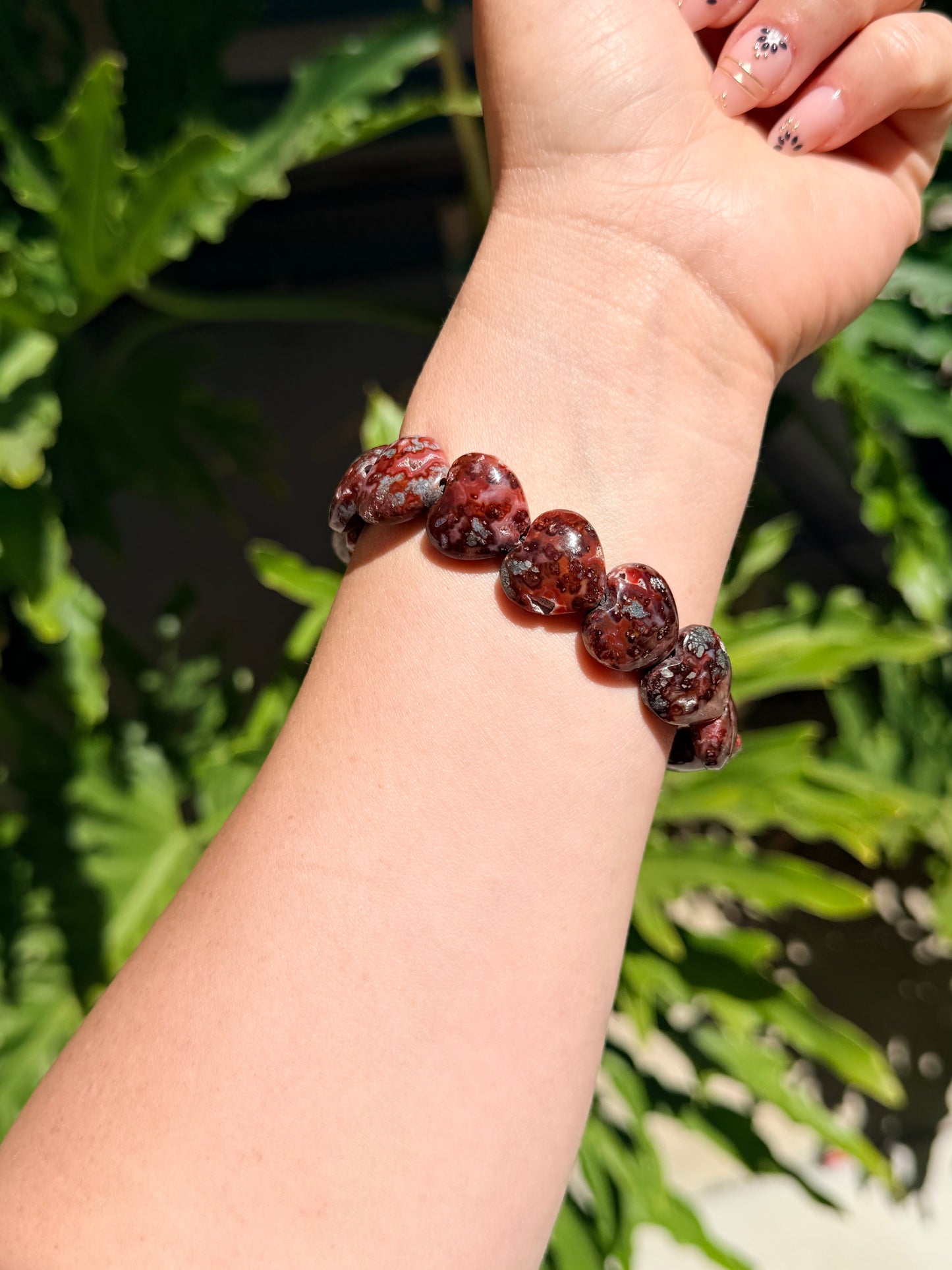 Marcasite Heart Beaded Bracelet (17mm)