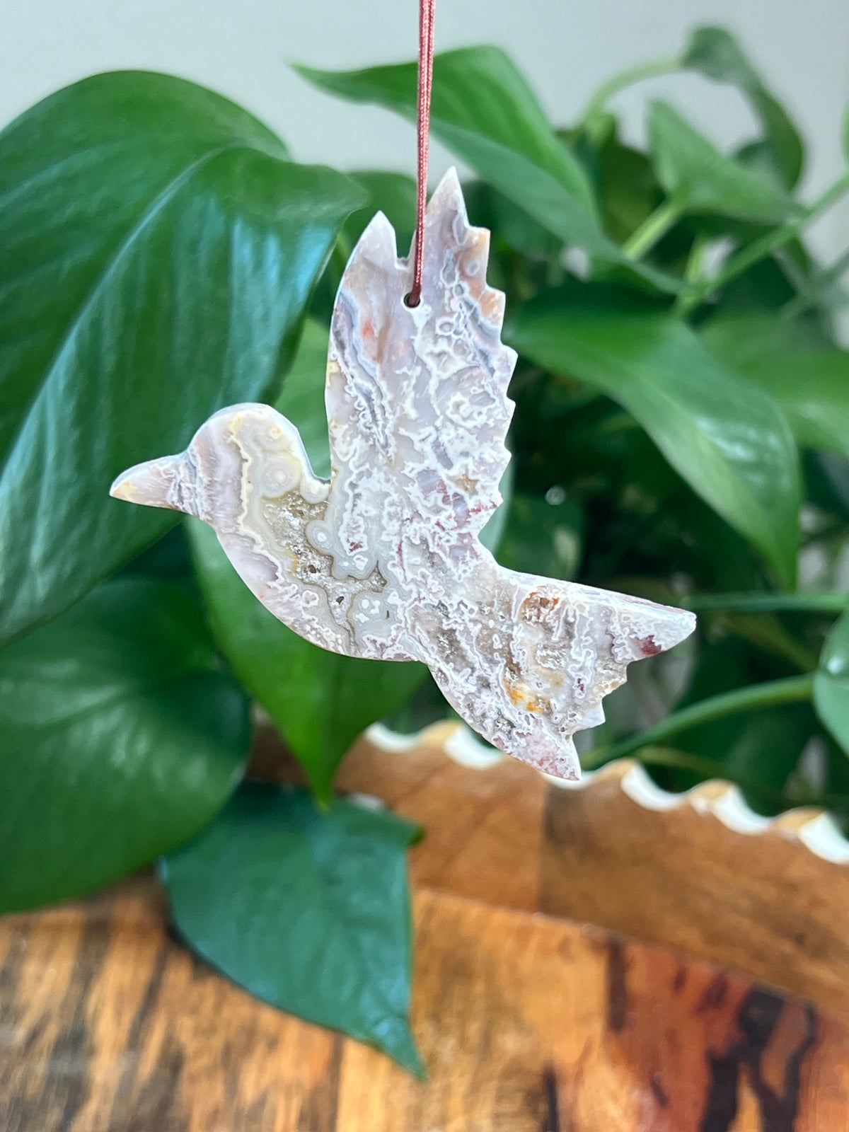 Sumatra Plume Agate Hummingbird Ornaments