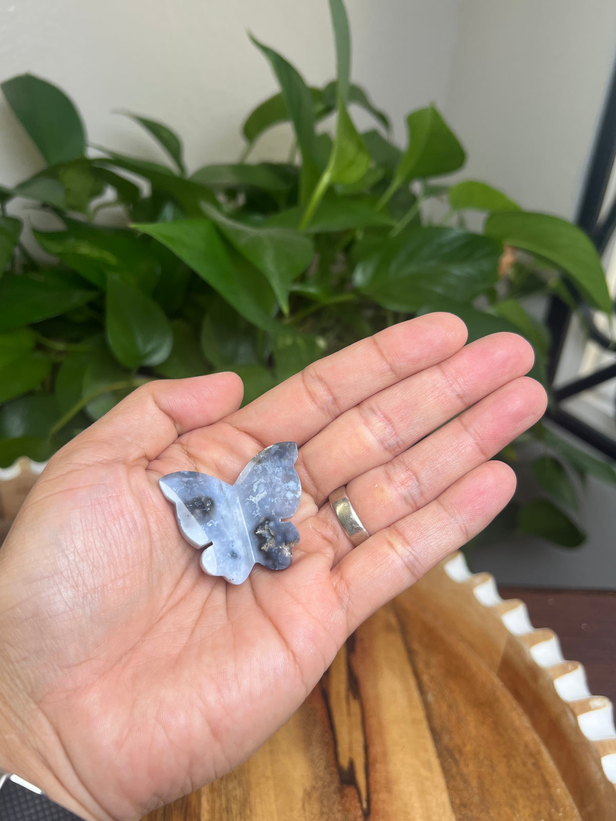 Blue Plume Agate Mini 3D Butterfly: AN