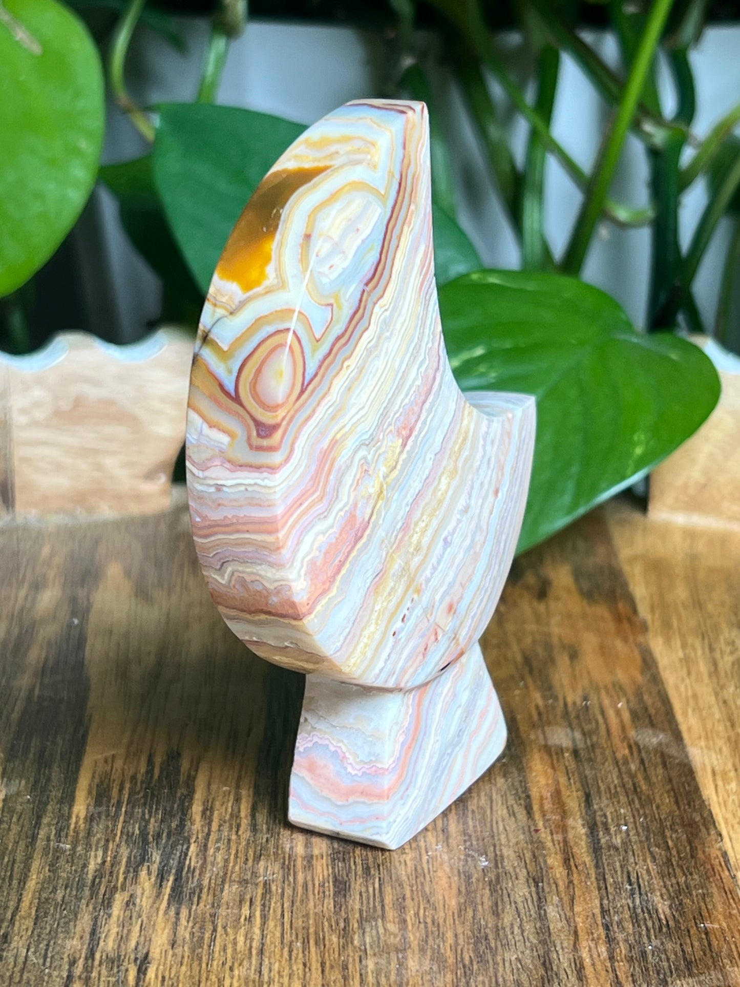 Crazy Lace Agate Self-Standing Moon: PB
