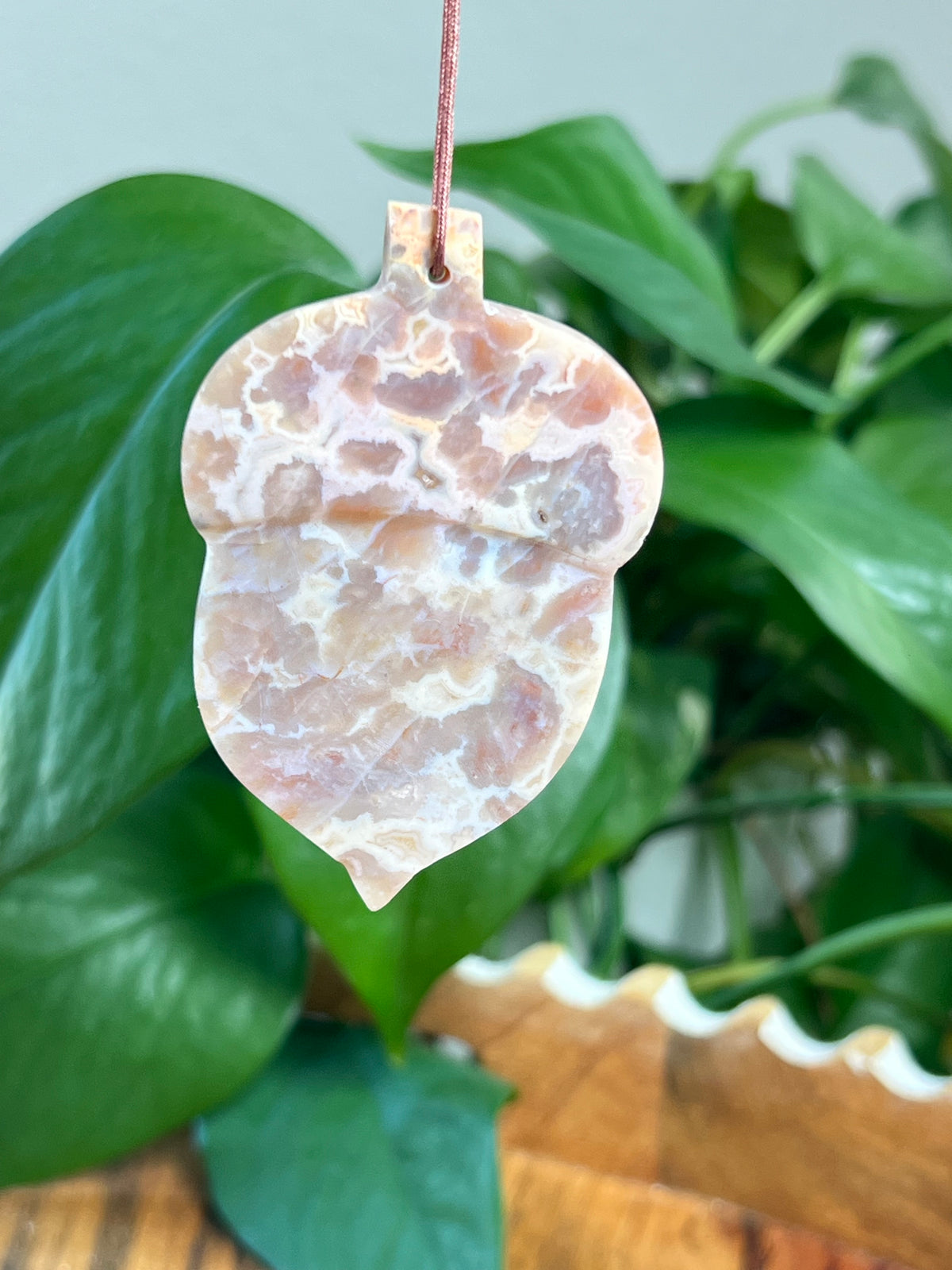 Sumatra Plume Agate Acorn Ornaments