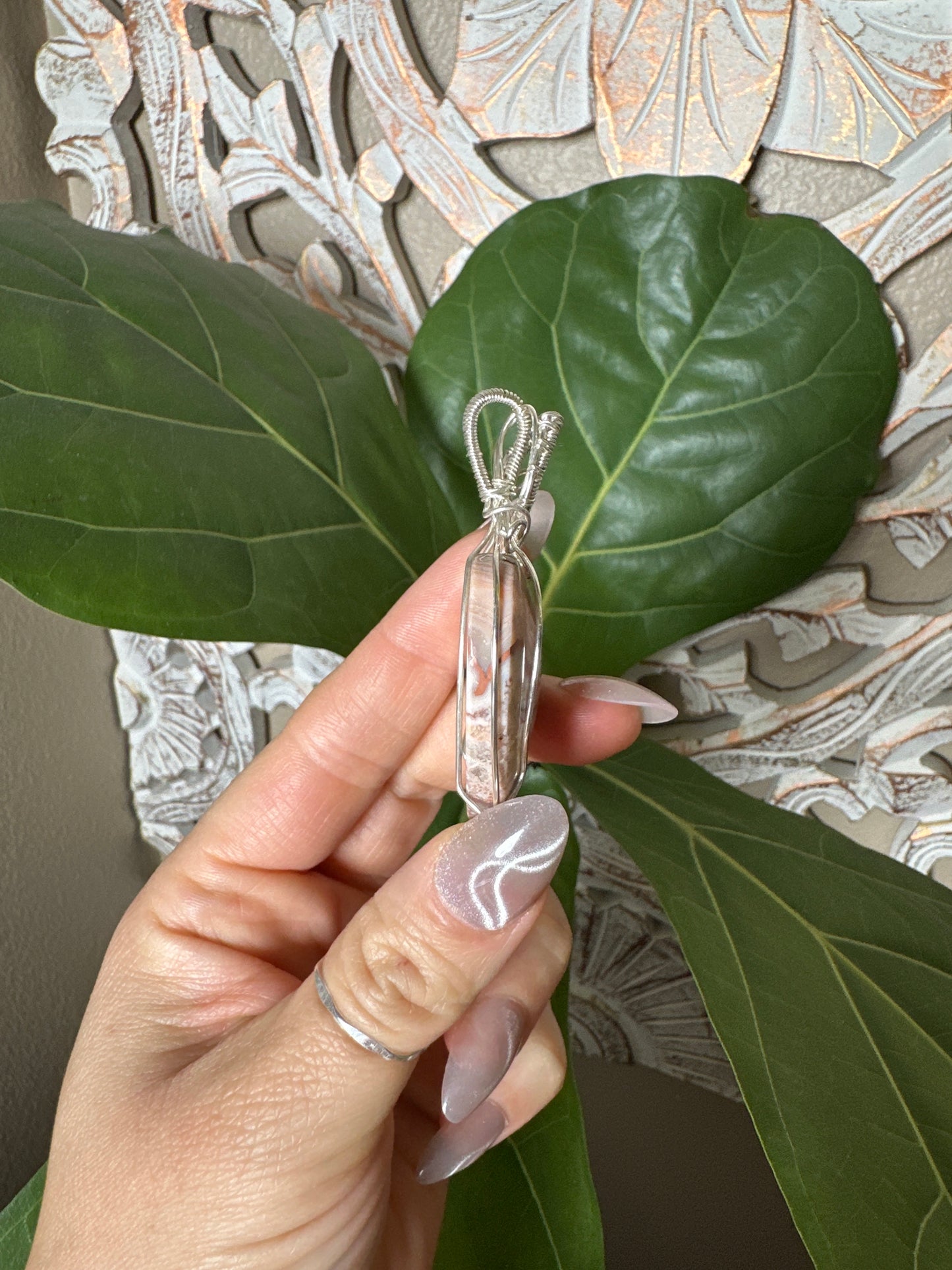 Crazy Lace Agate Wire Wrapped Necklace