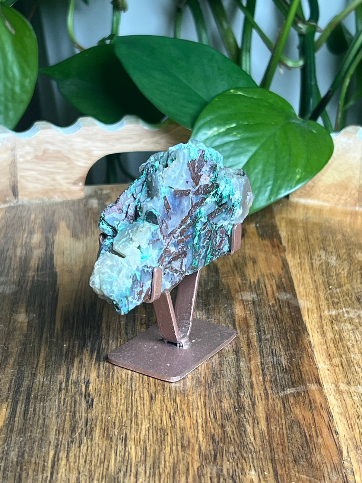 Copper In Malachite Chrysocolla and Chalcedony Slab: L