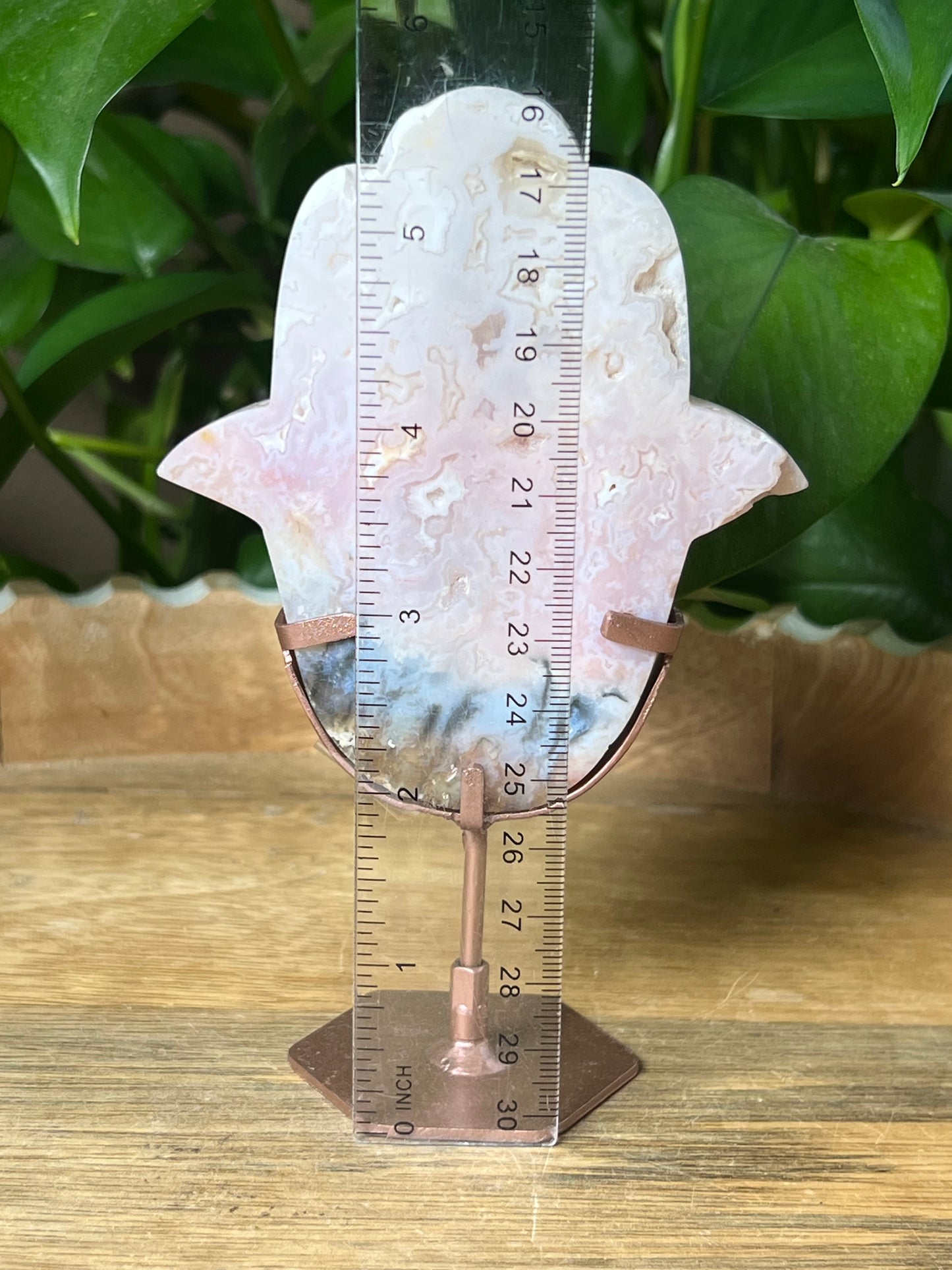 Rainbow Plume Agate Hamsa