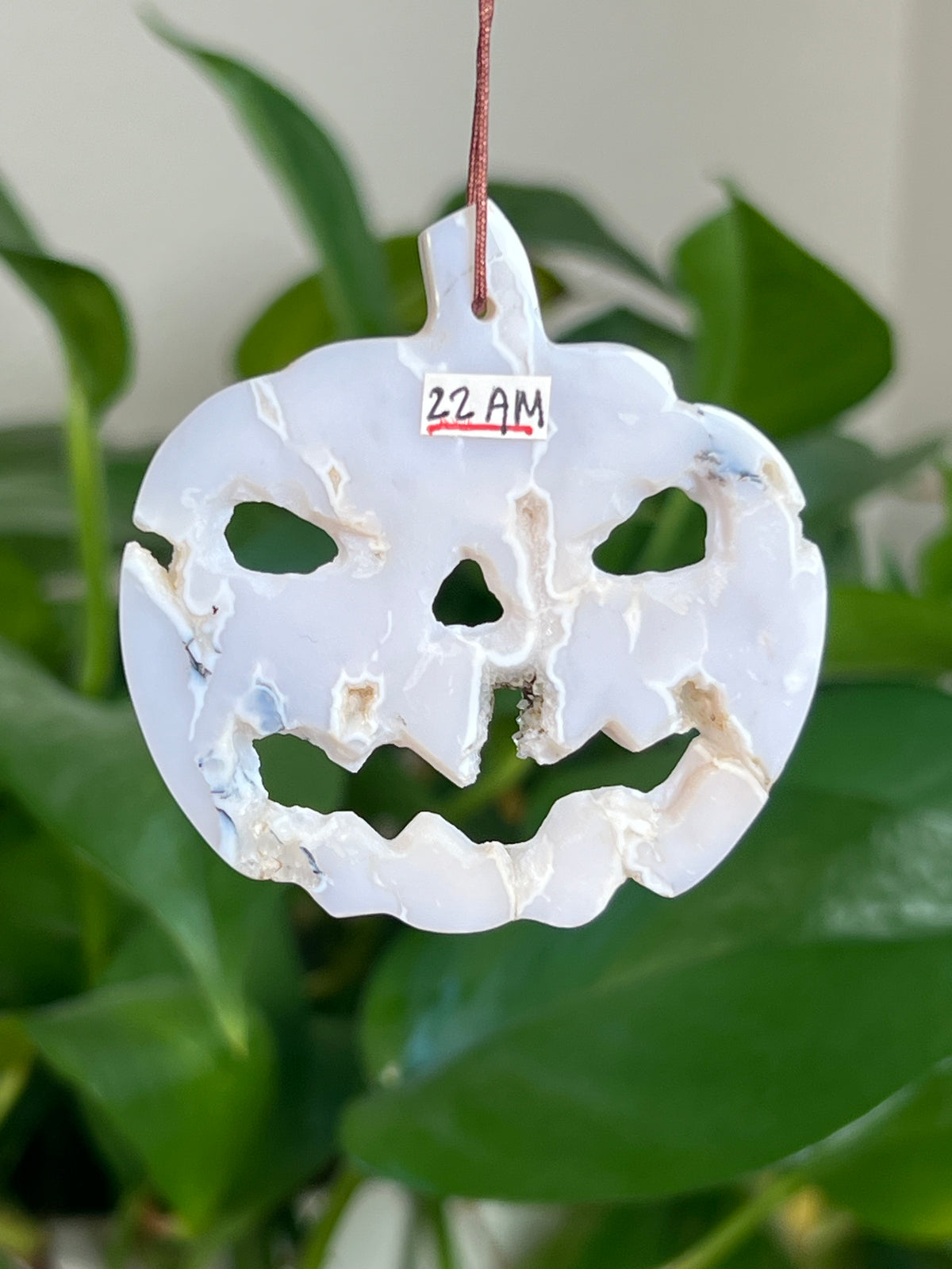 White Plume Agate Jack-O-Lantern Ornaments