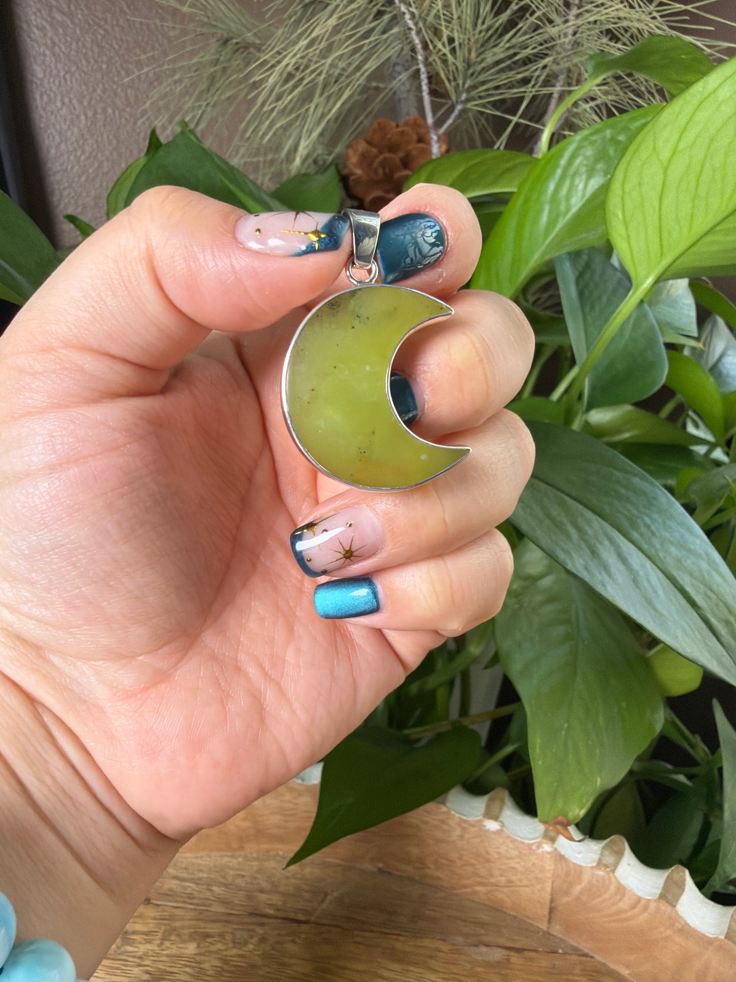 Idocrase Moon Pendant