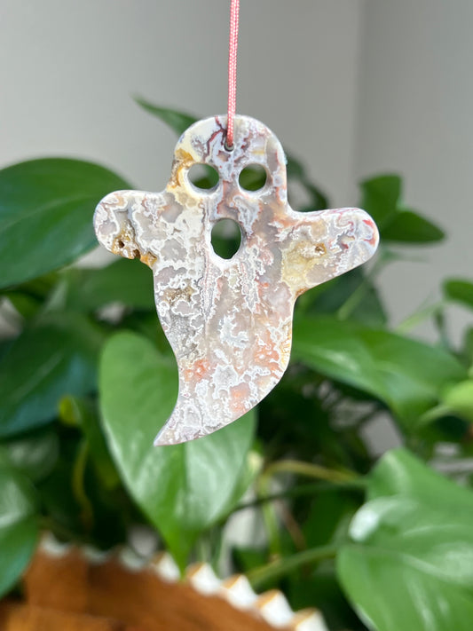 Sumatra Plume Agate Ornament Ghost: E