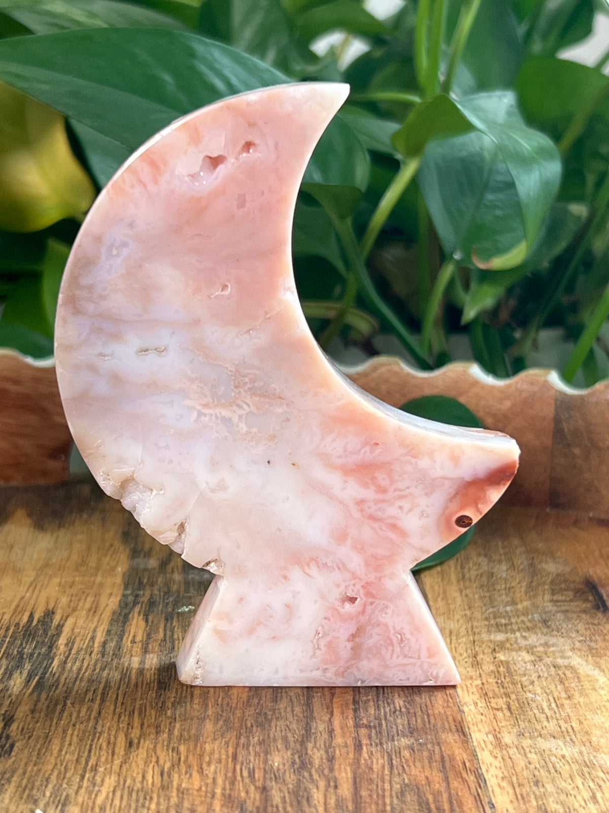 Pink Carnelian Self Standing Moon: HC