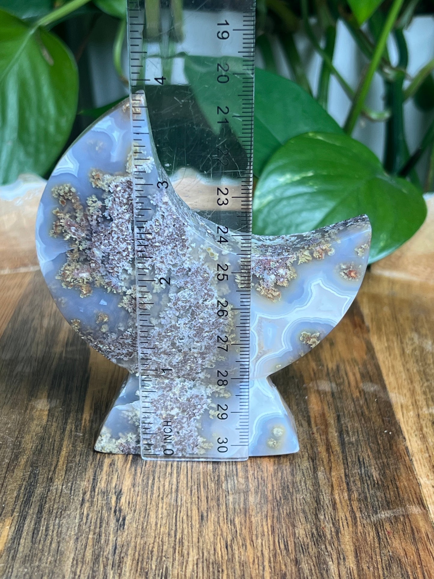 Scenic Moss Agate Self-Standing Moon: PC