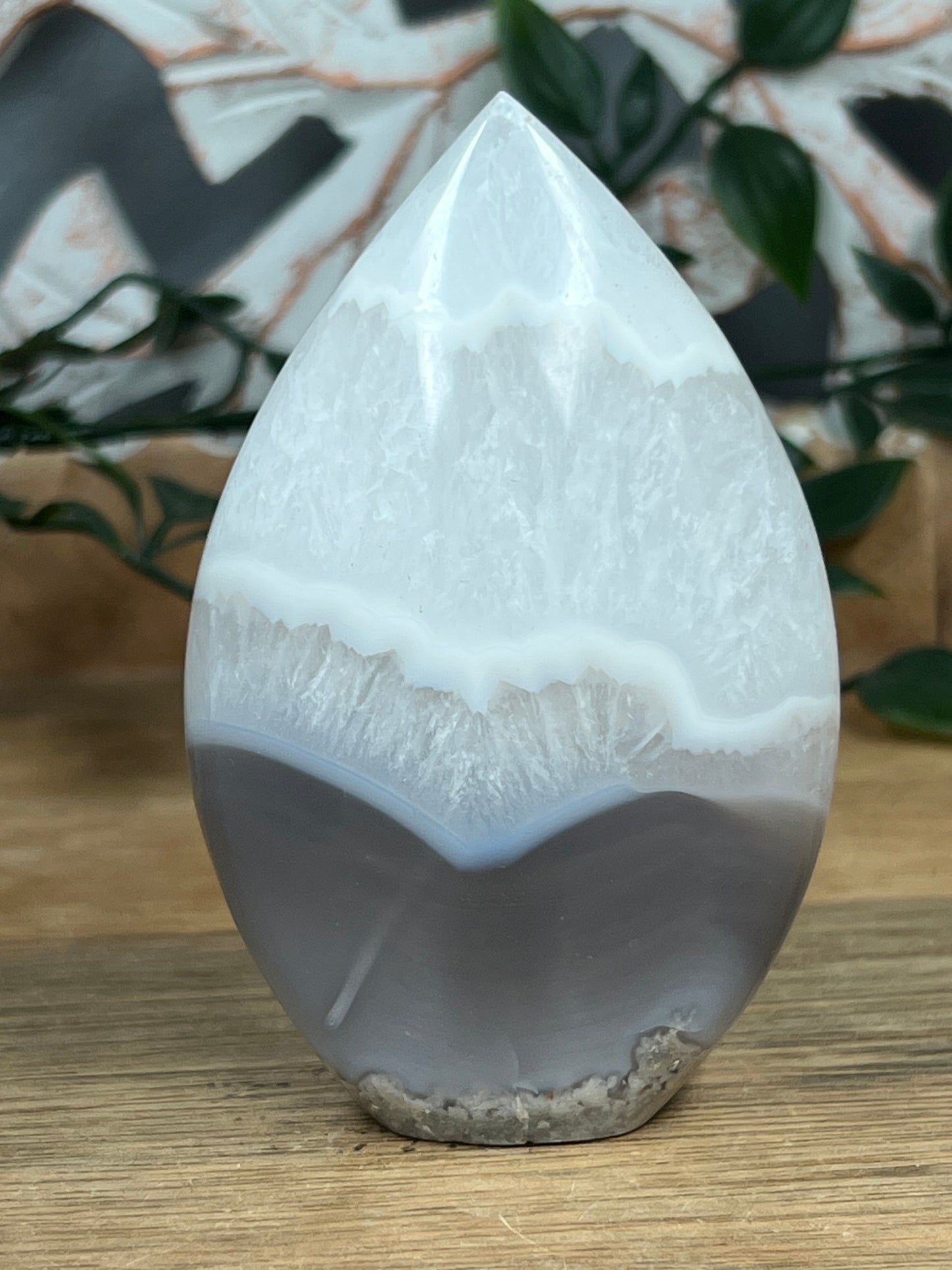 Blue Grey Lace Agate Flame