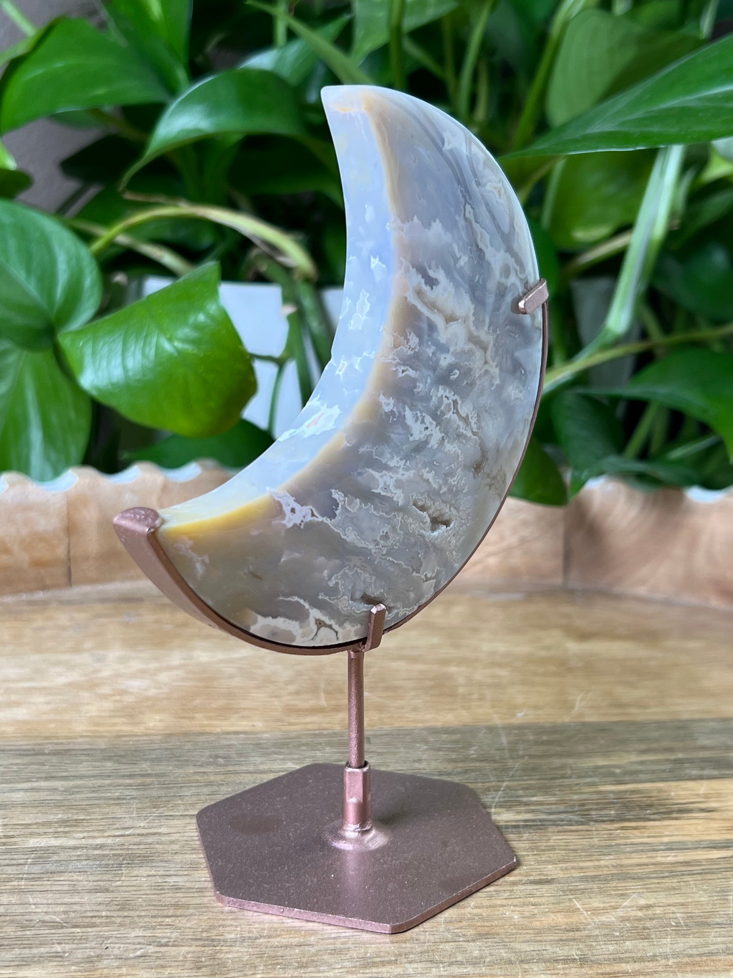 Winter Plume Agate Moon