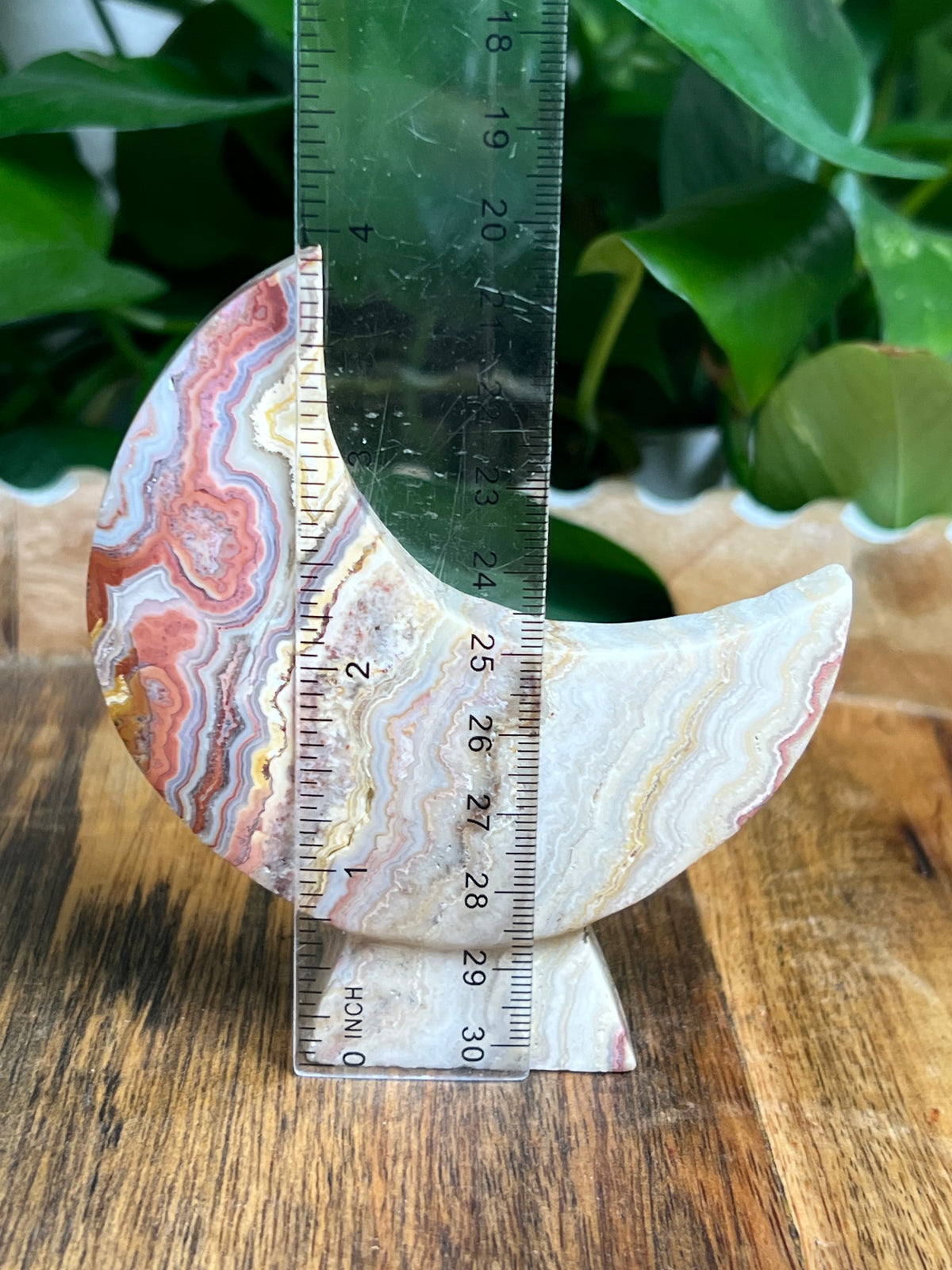 Crazy Lace Agate Self Standing Moon: CA