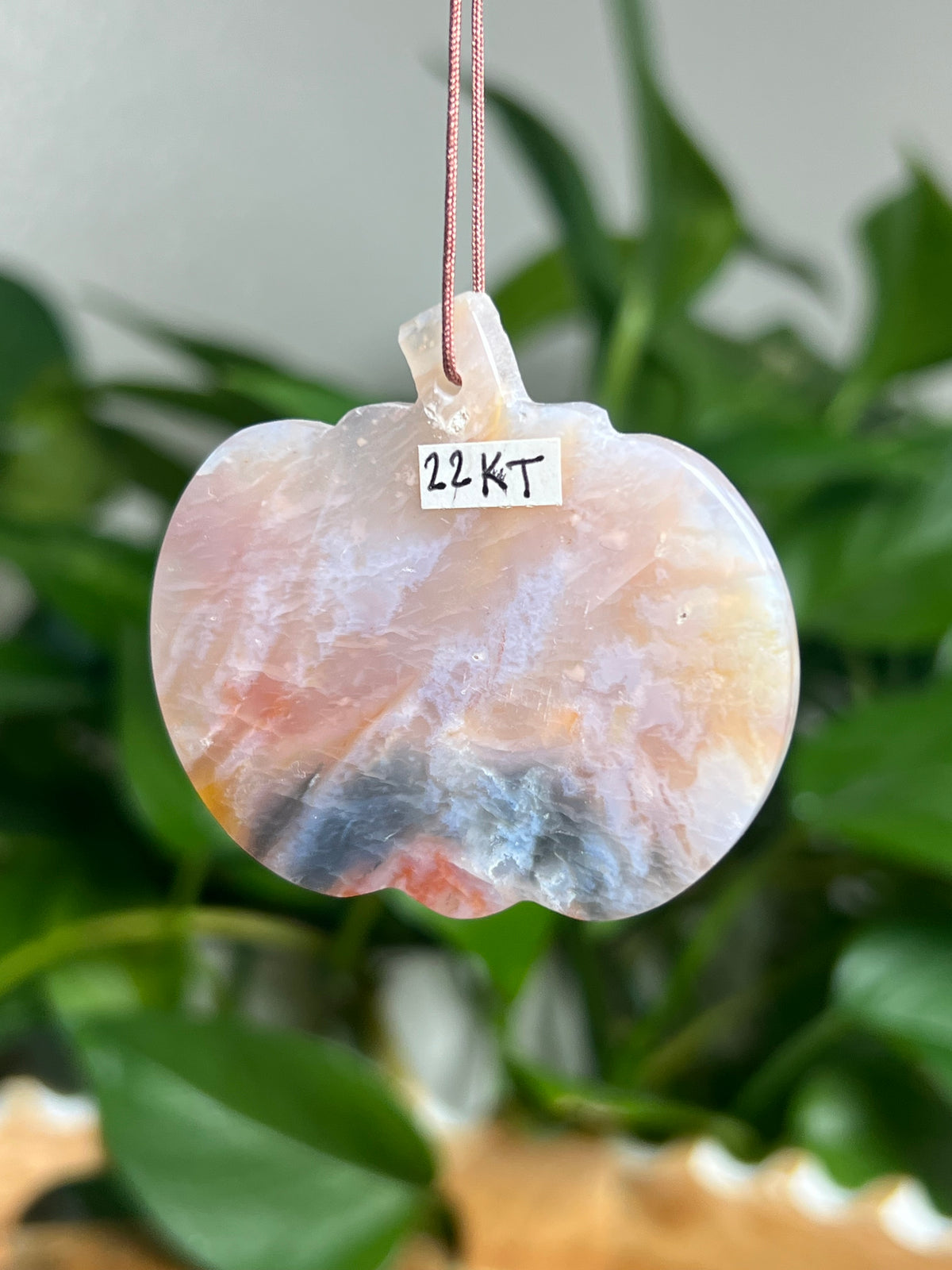 Rainbow Plume Agate Ornament Pumpkin: KT