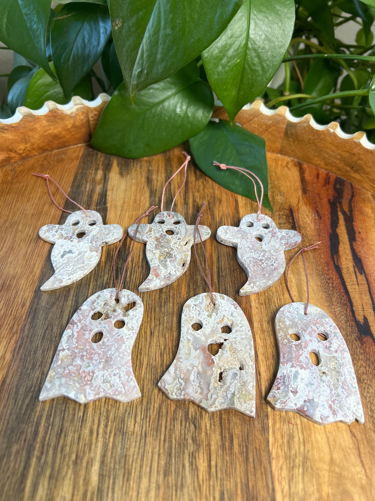 Sumatra Plume Agate Ghosts Ornaments