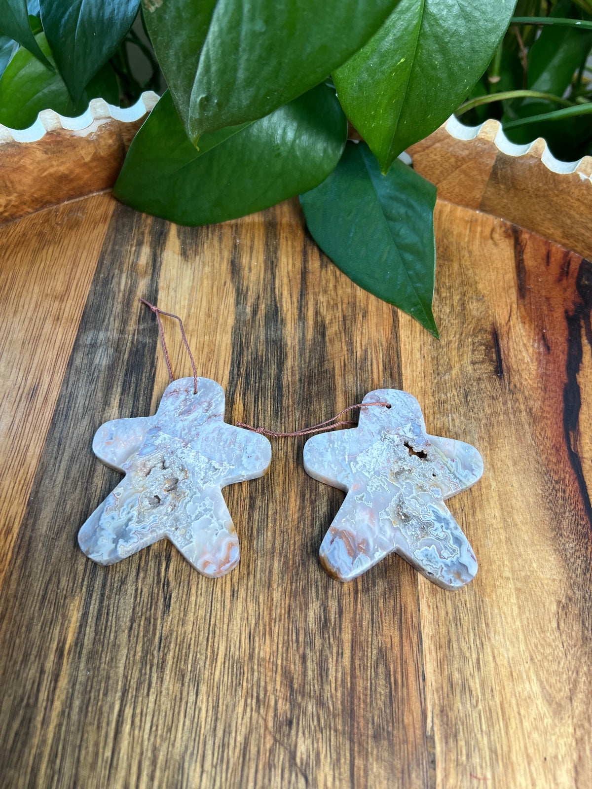 Sumatra Plume Agate Gingerbread Ornaments