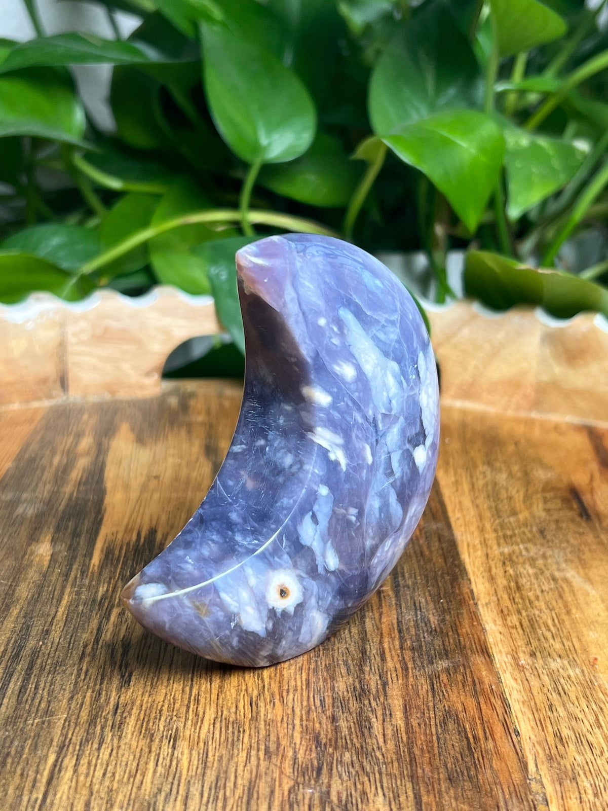 Purple Chalcedony Self-Standing Moon: AC