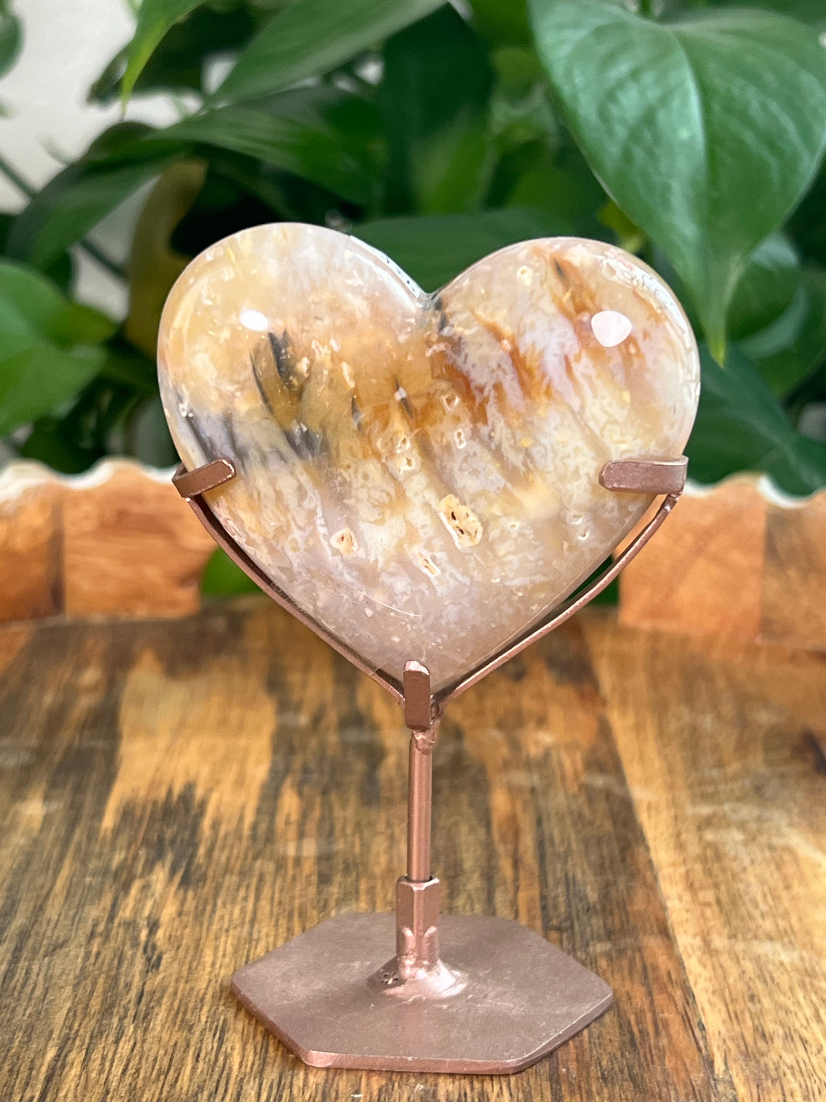 Rainbow Plume Agate Heart: PS