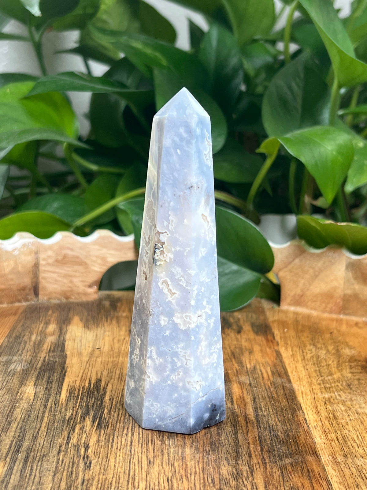 Blue Plume Agate Tower: XS