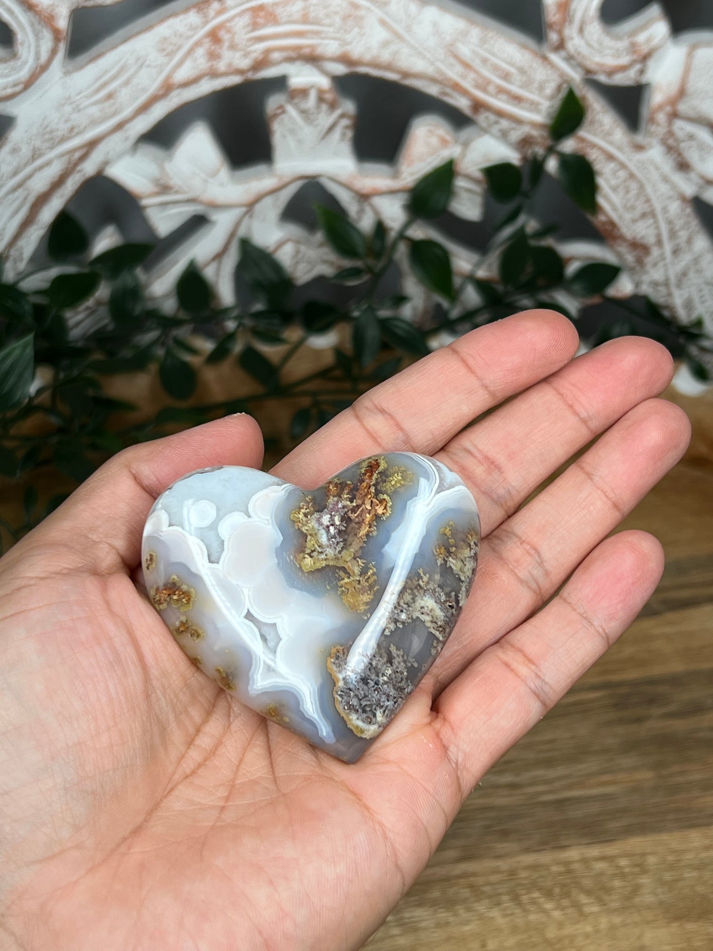 Scenic Moss Agate Heart