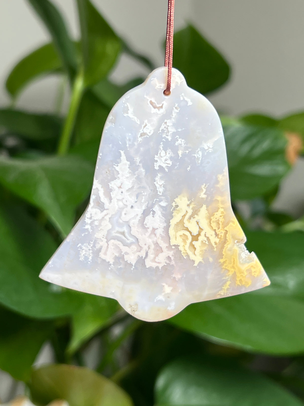 Winter Plume Agate Ornament Bell: WE