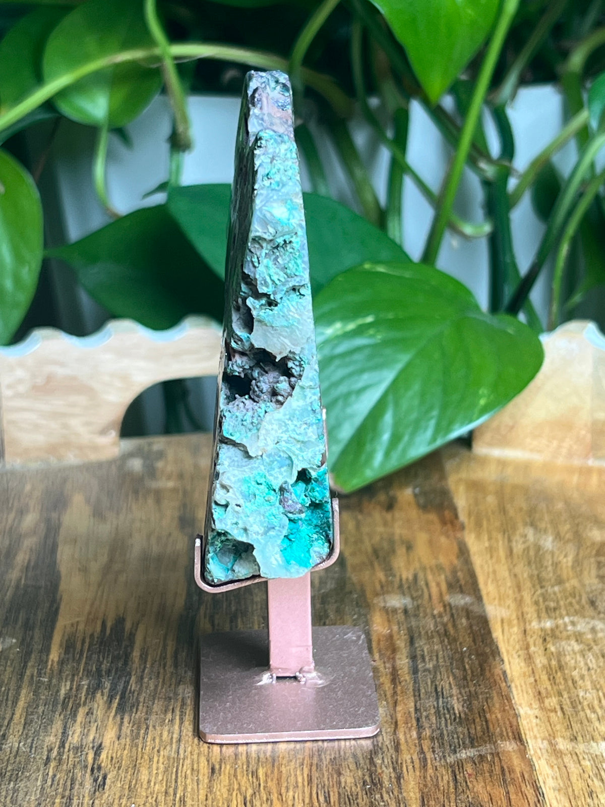 Copper In Malachite Chrysocolla and Chalcedony Slab: Q